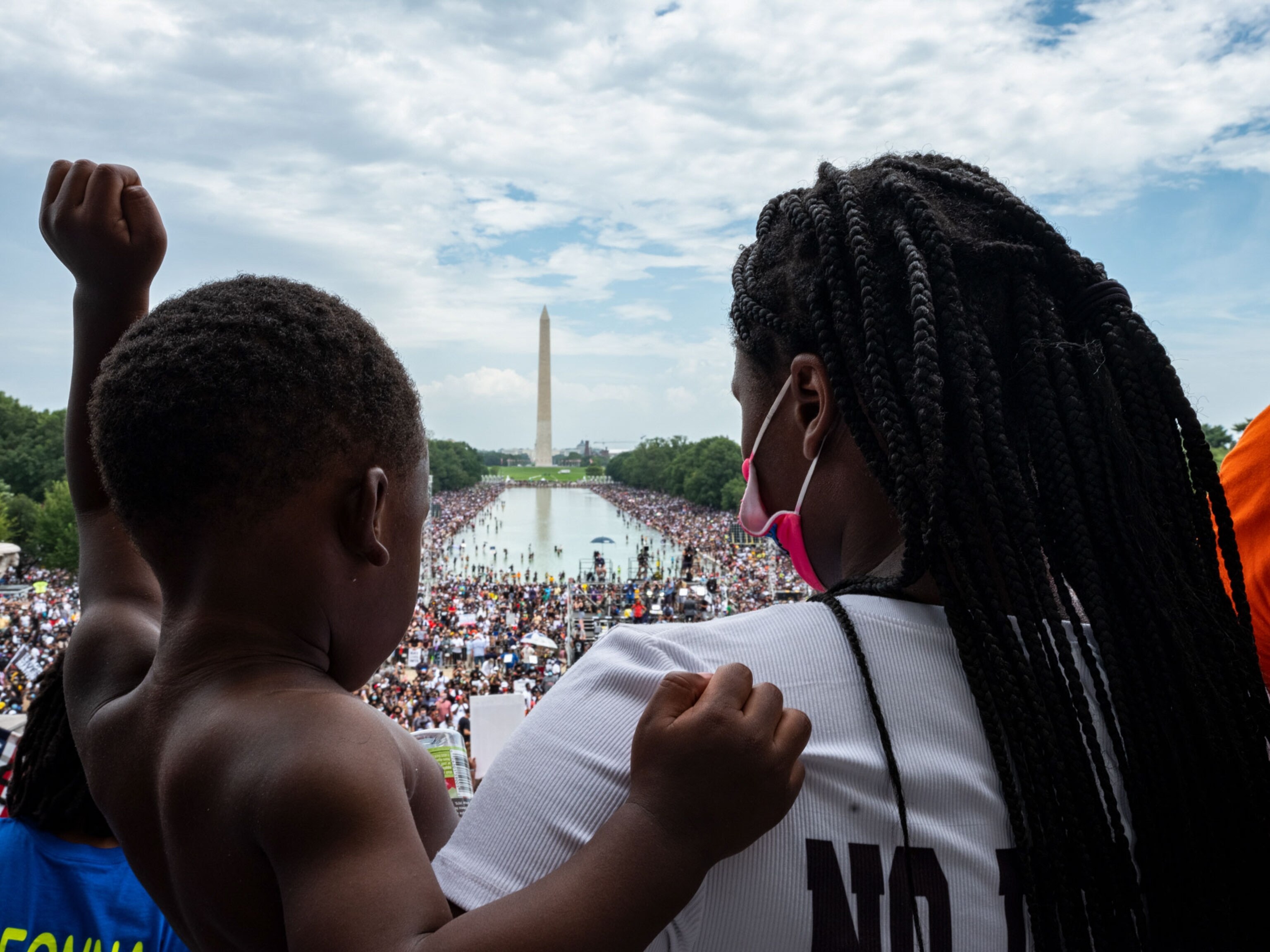 a mother and son at the Commitment March in Washington DC