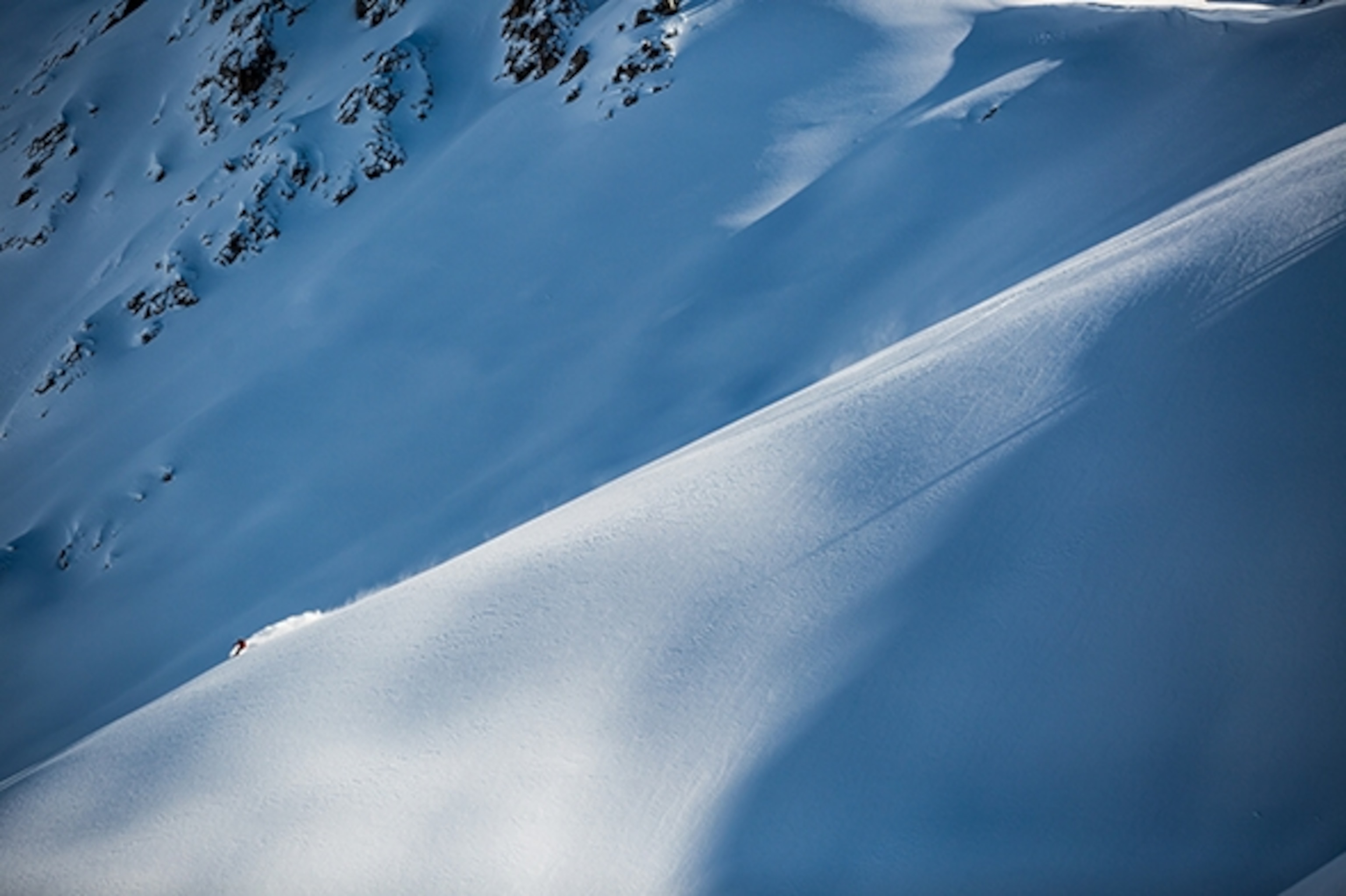 Ptor Spricenieks was excited to finally show me this run called “Izzy Vibes.” The photographer's older sister, Izzy was the first to put tracks down it five years ago when 40 Tribes began operating; Photograph by Zoya Lynch