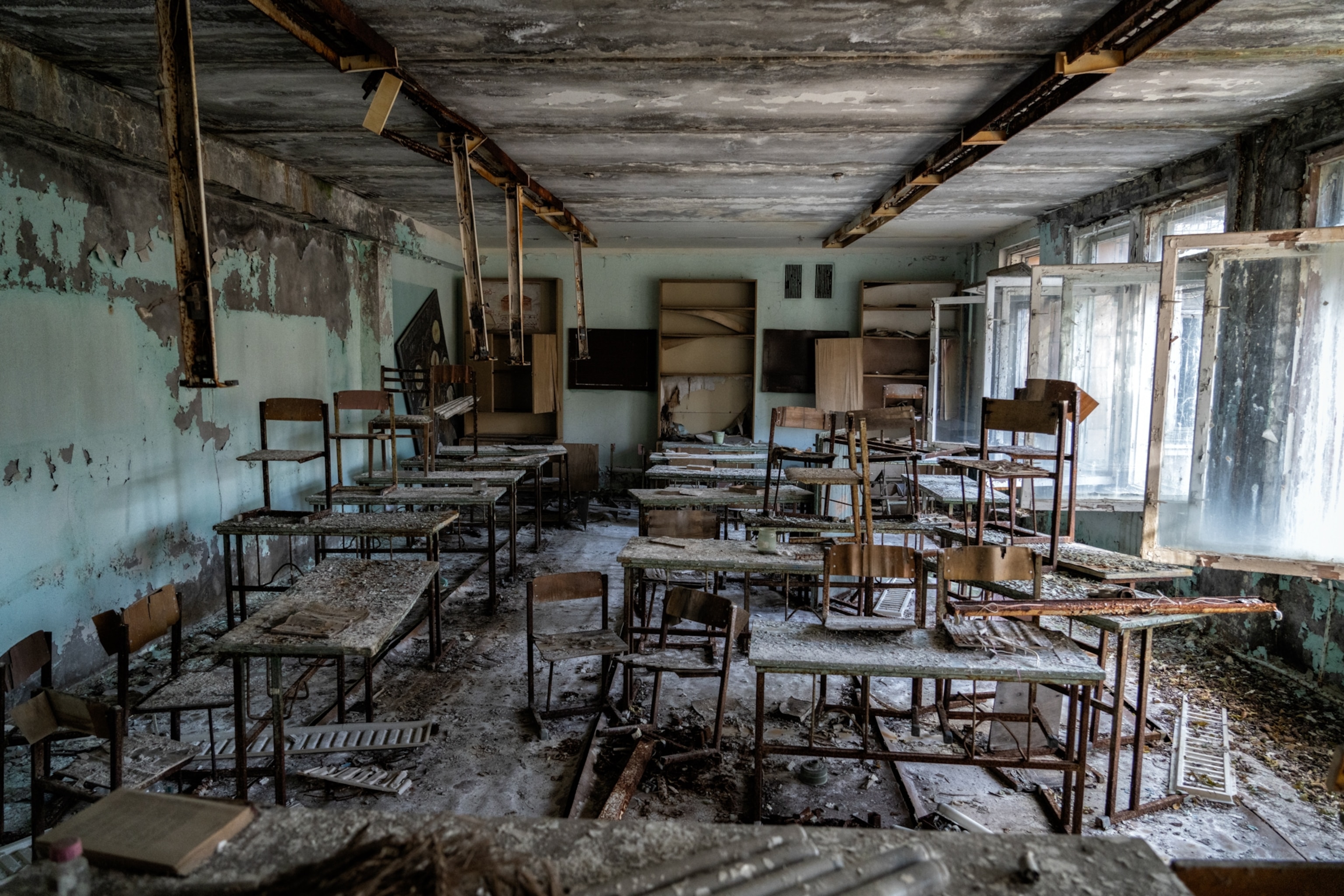 Classroom in the school number 2 in the ghost town of Pripyat