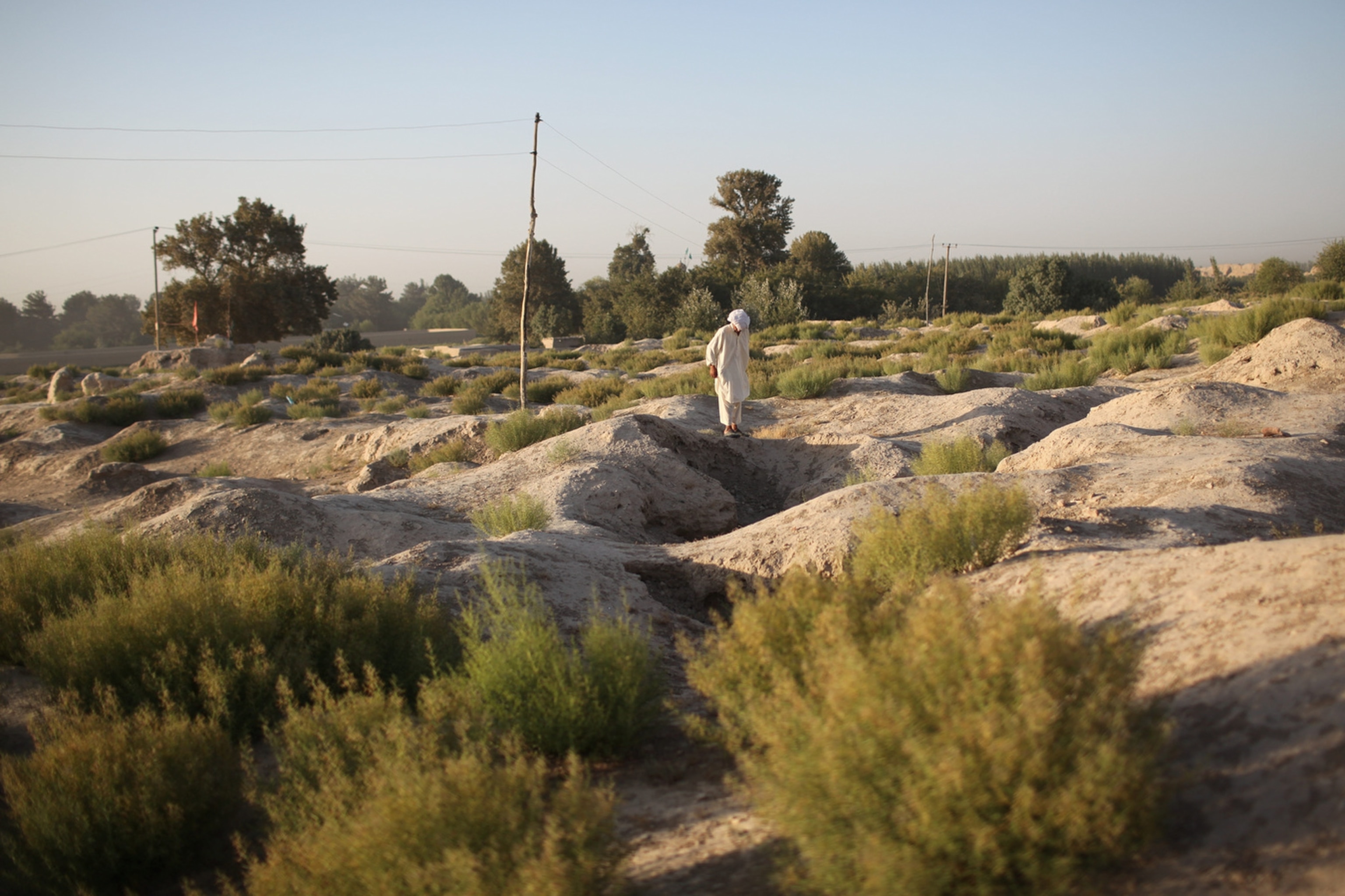 a looted archaeological site in Afghanistan