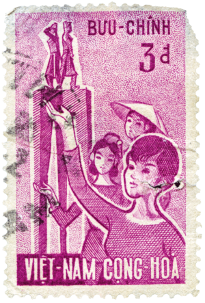 stamp of madam nhu and the trung sisters statue