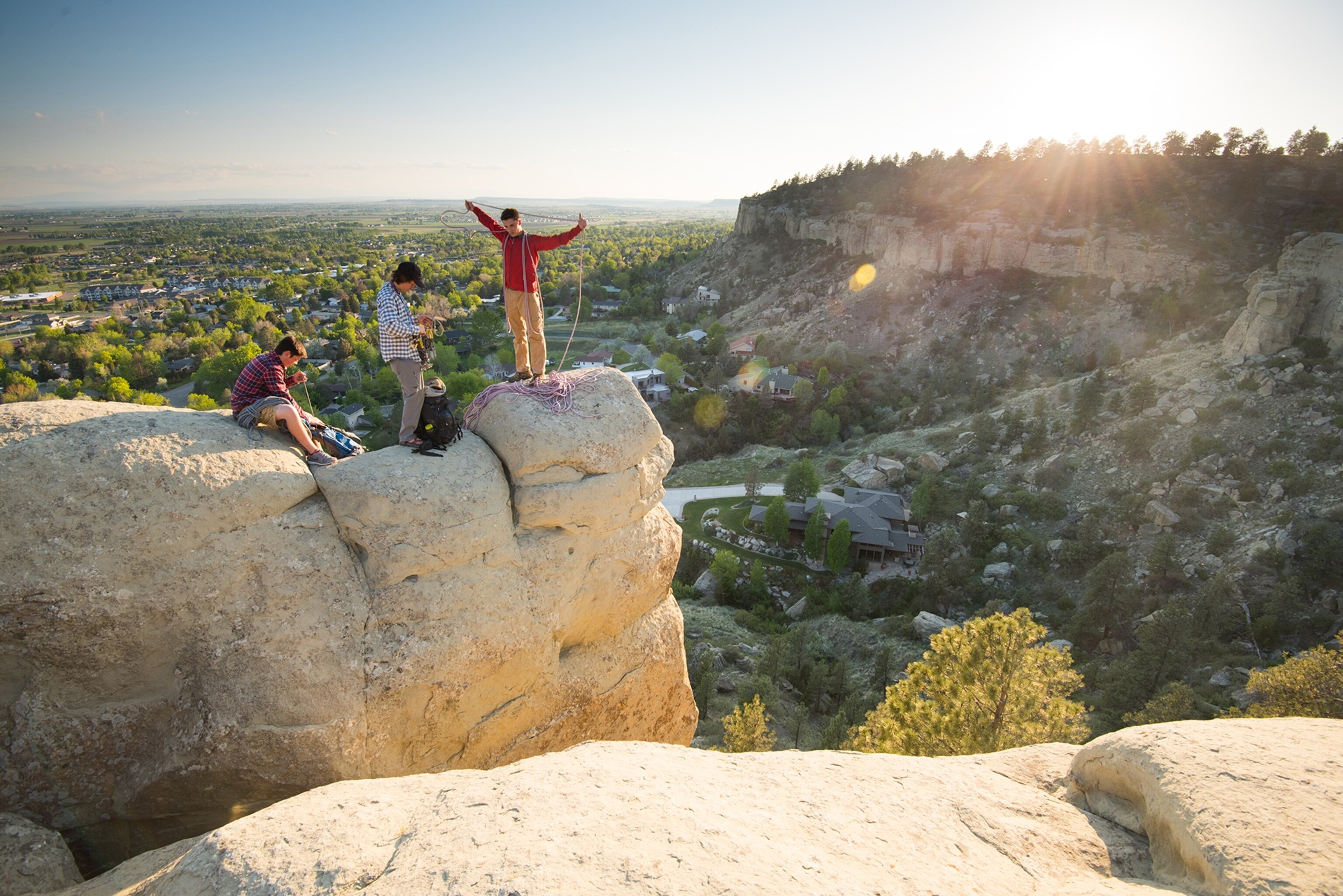 climbers wrapping up a day of climbing at Zimmerman Park in Billings, Montana