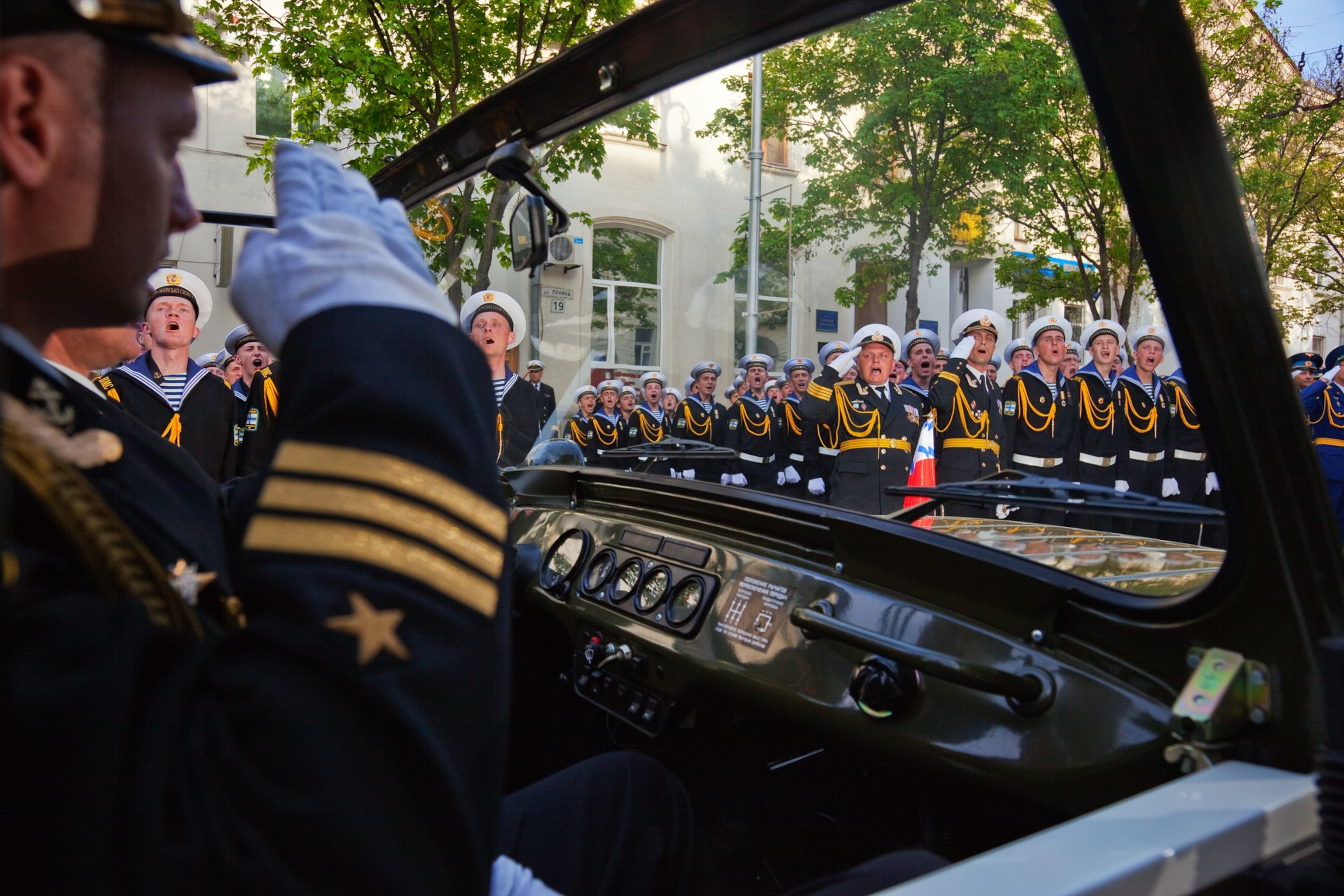 Navy cadets take the bus back to their barracks