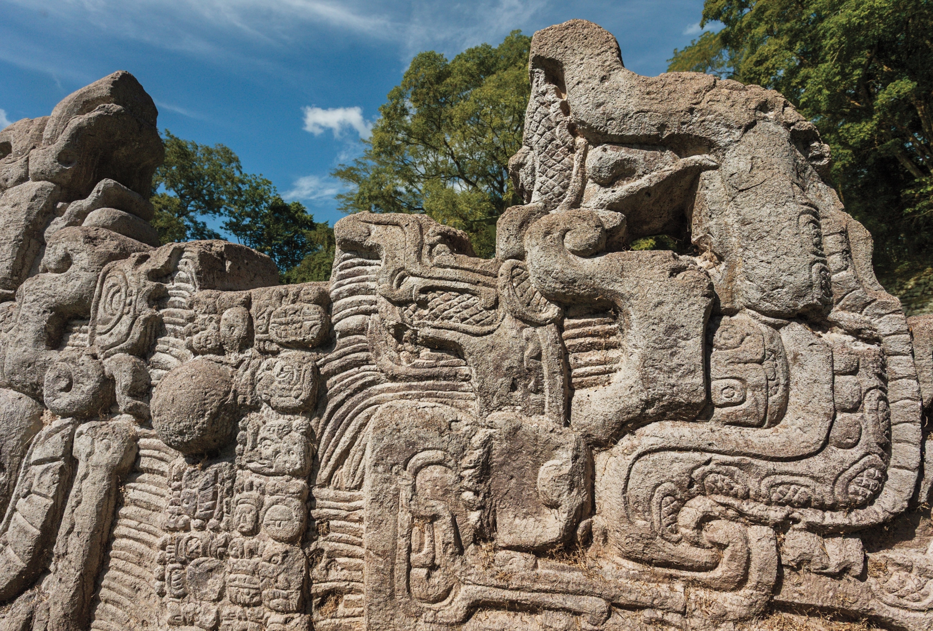 An altar at Copán Ruinas depicting a feathered serpen