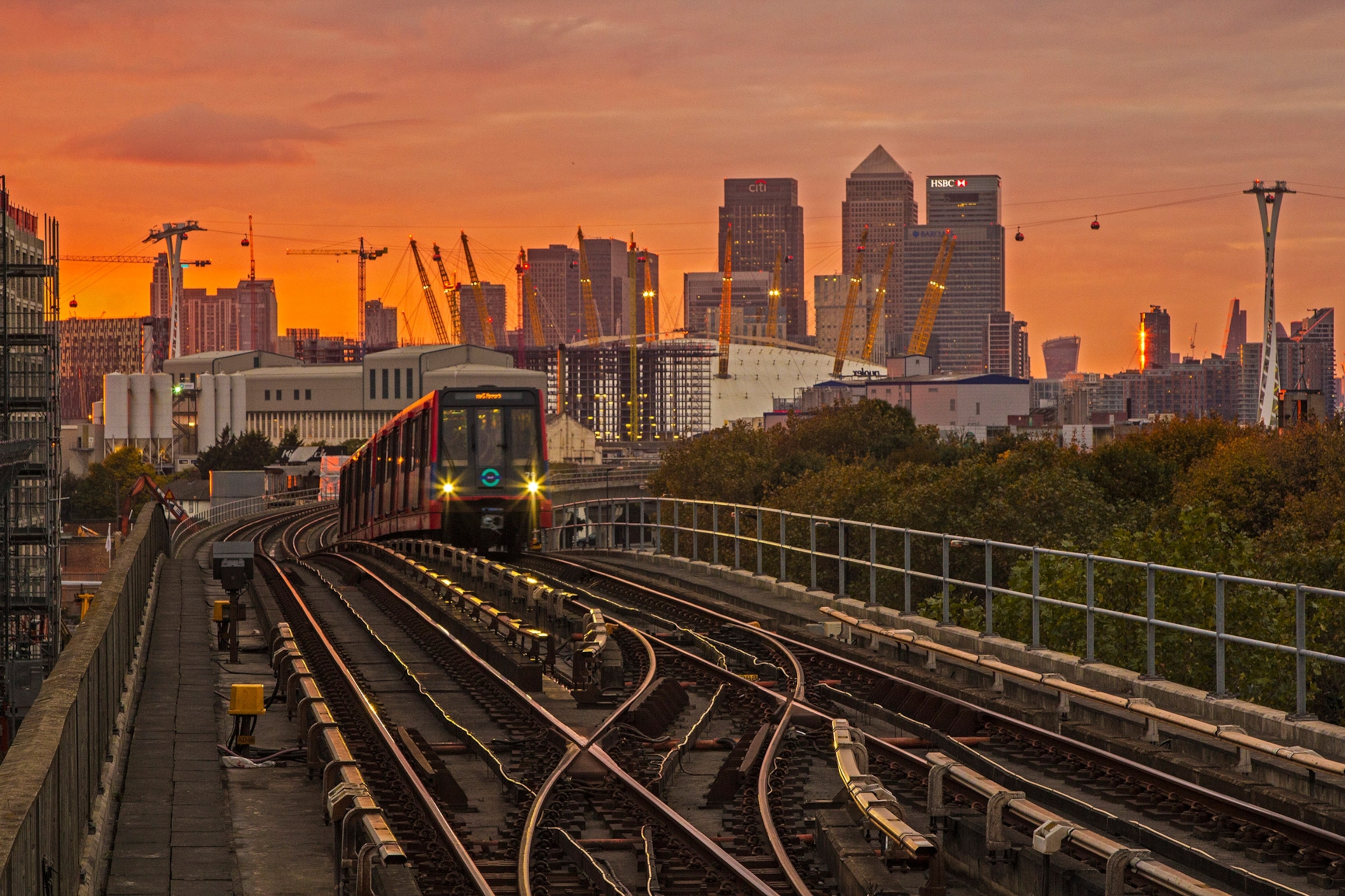 the DLR train in London, United Kingdom
