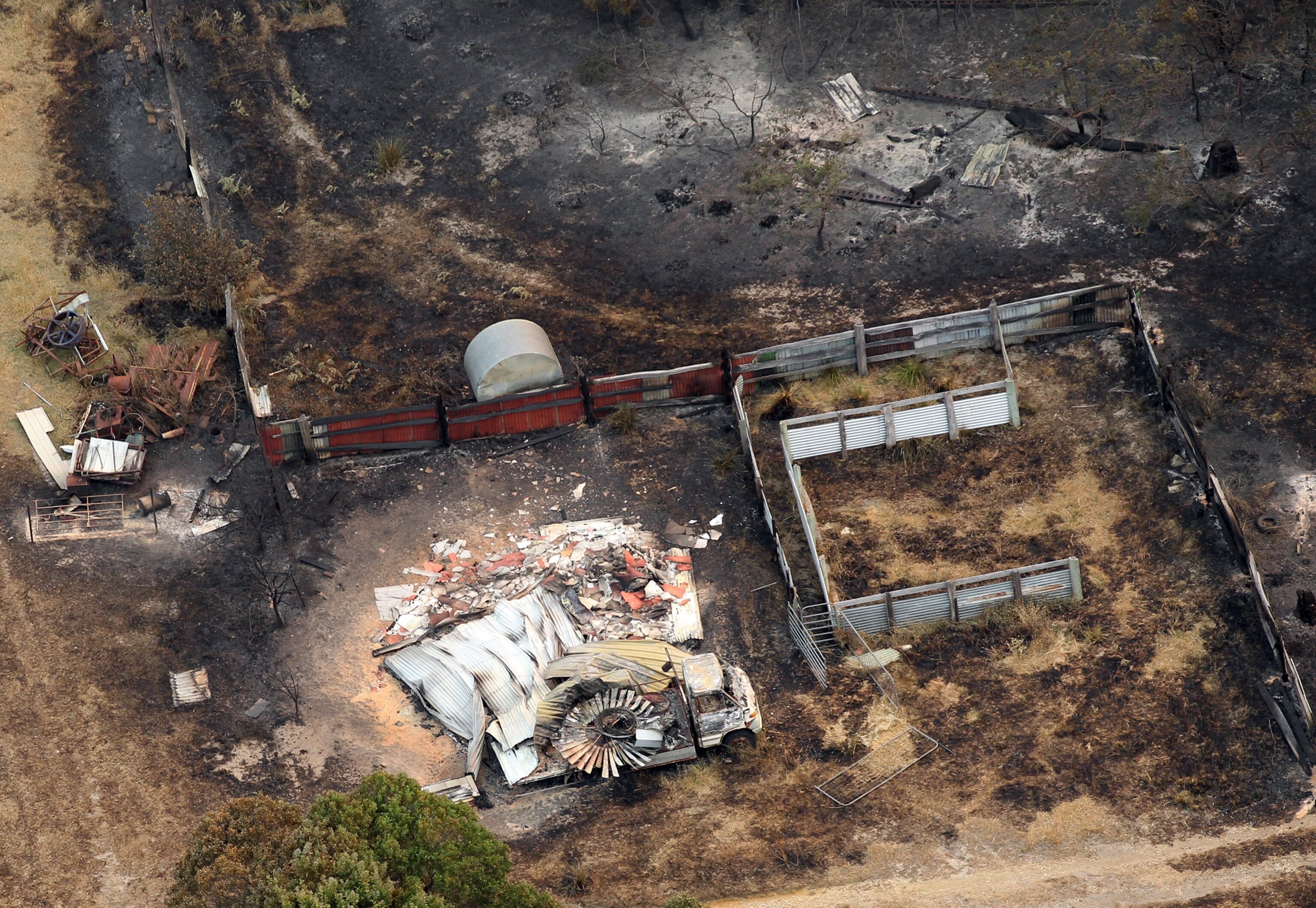 Australia wildfires picture - ruins from the air in Tasmania