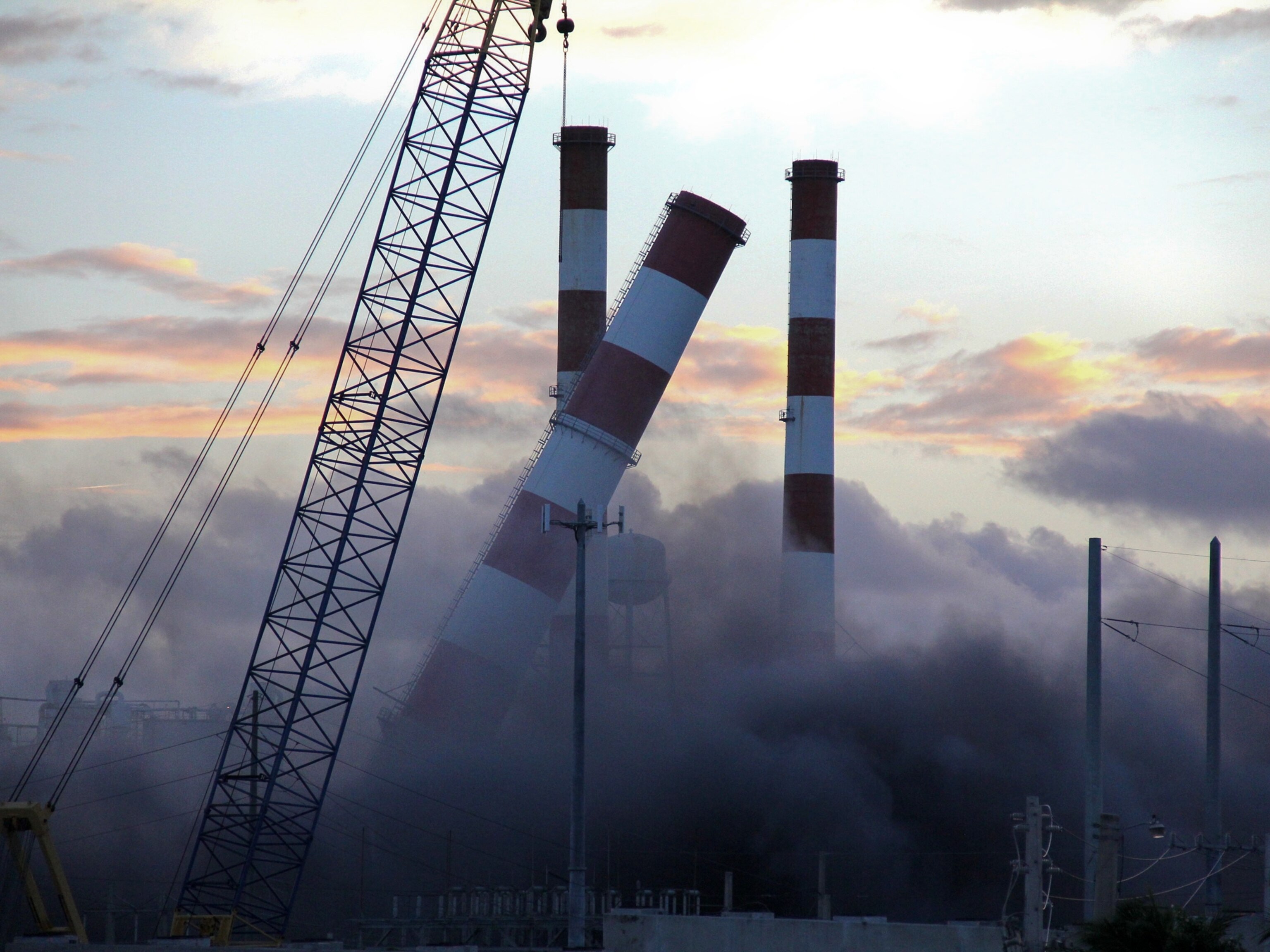 The Port Everglades power plant is demolished.