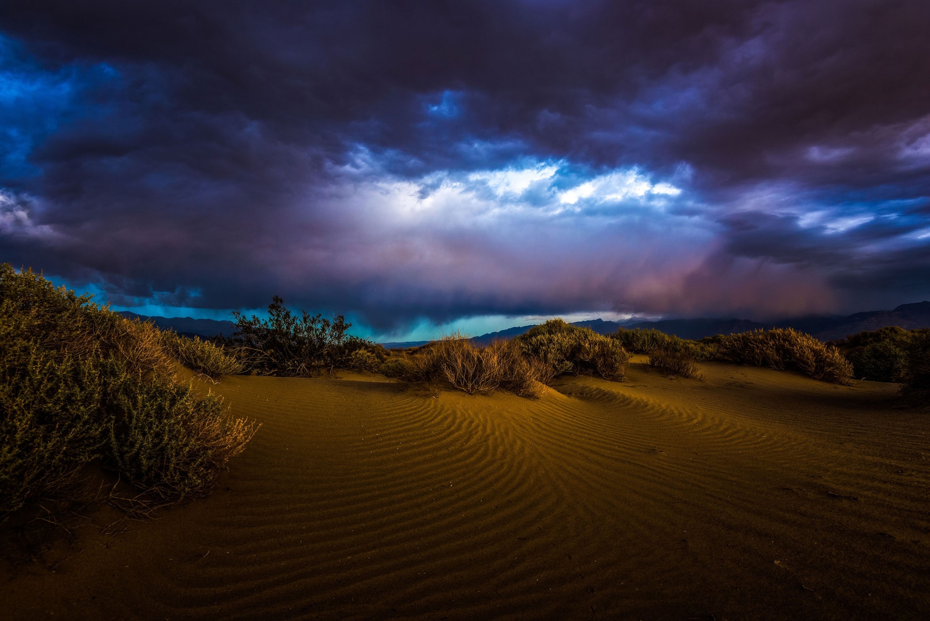a storm in the early morning at Death Valley National Park