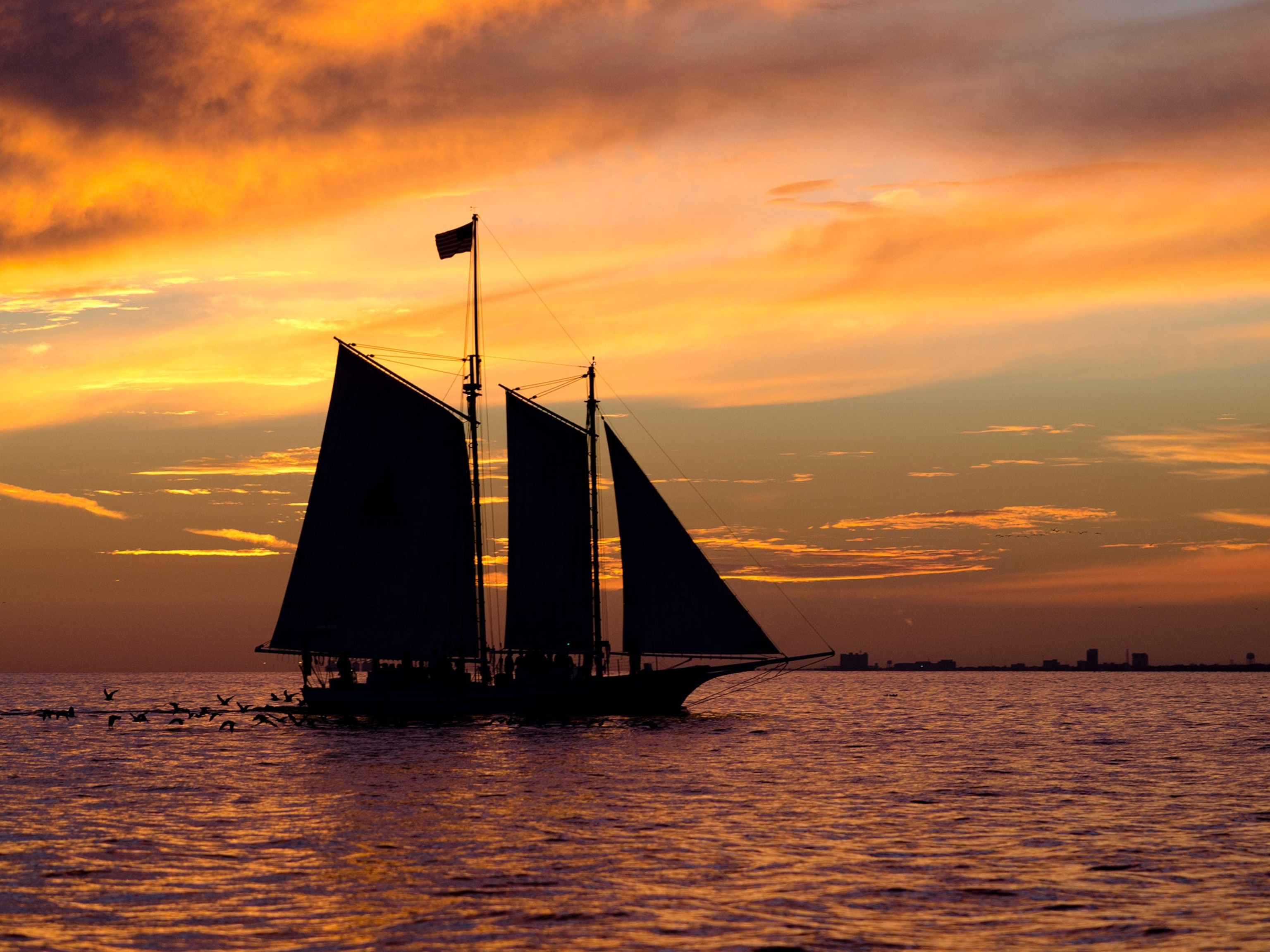 a sailboat in the Gulf of Mexico off Biloxi, Mississippi