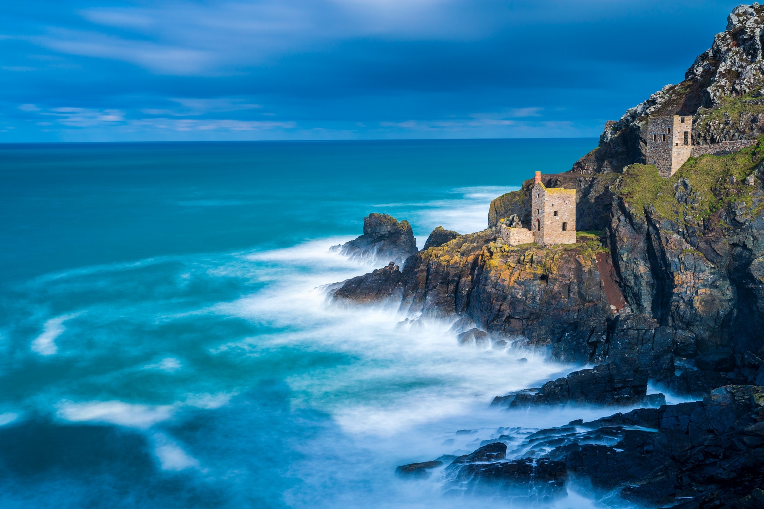 Movement in the ocean as the sun sets in england