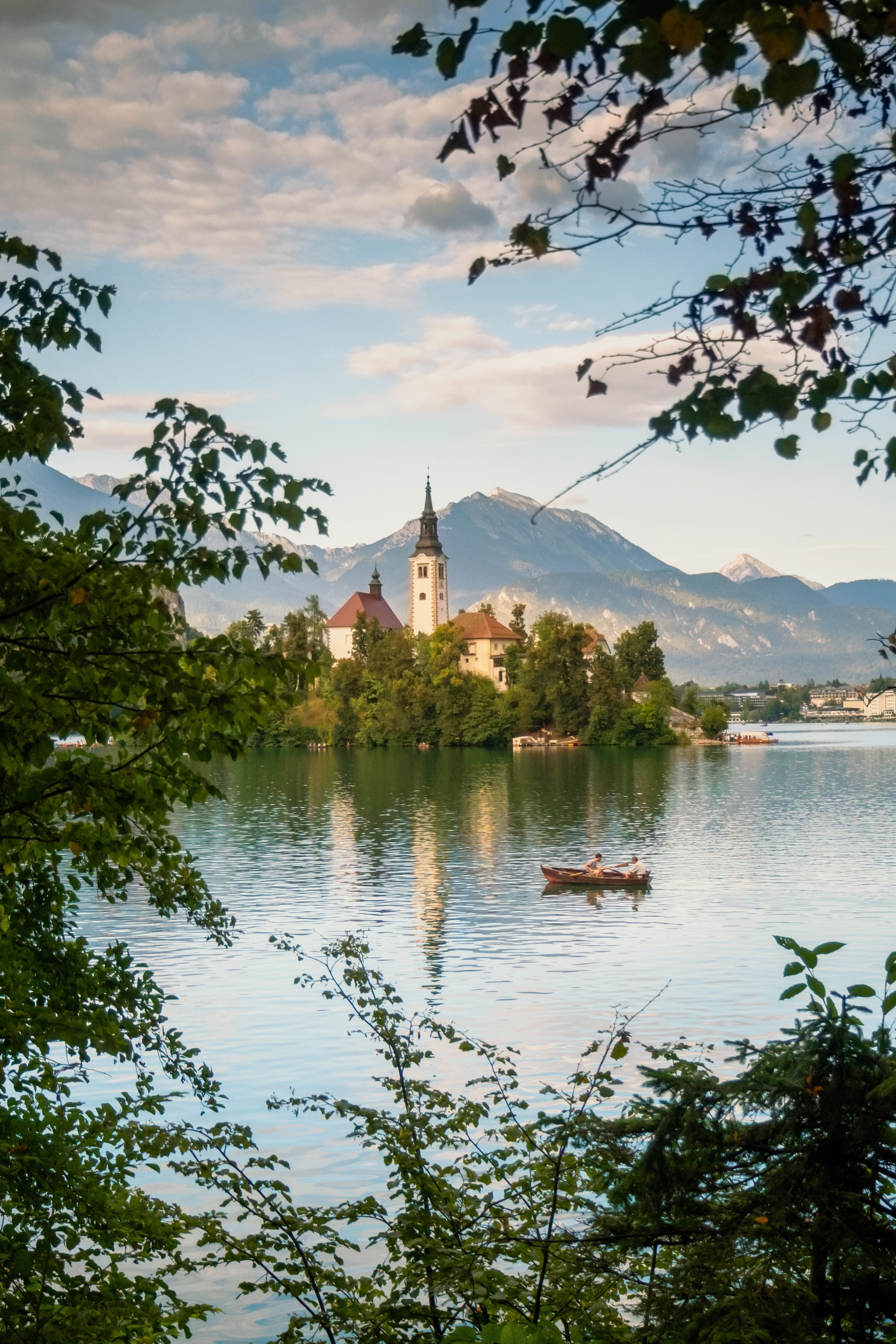 Lake Bled with a boat and castle