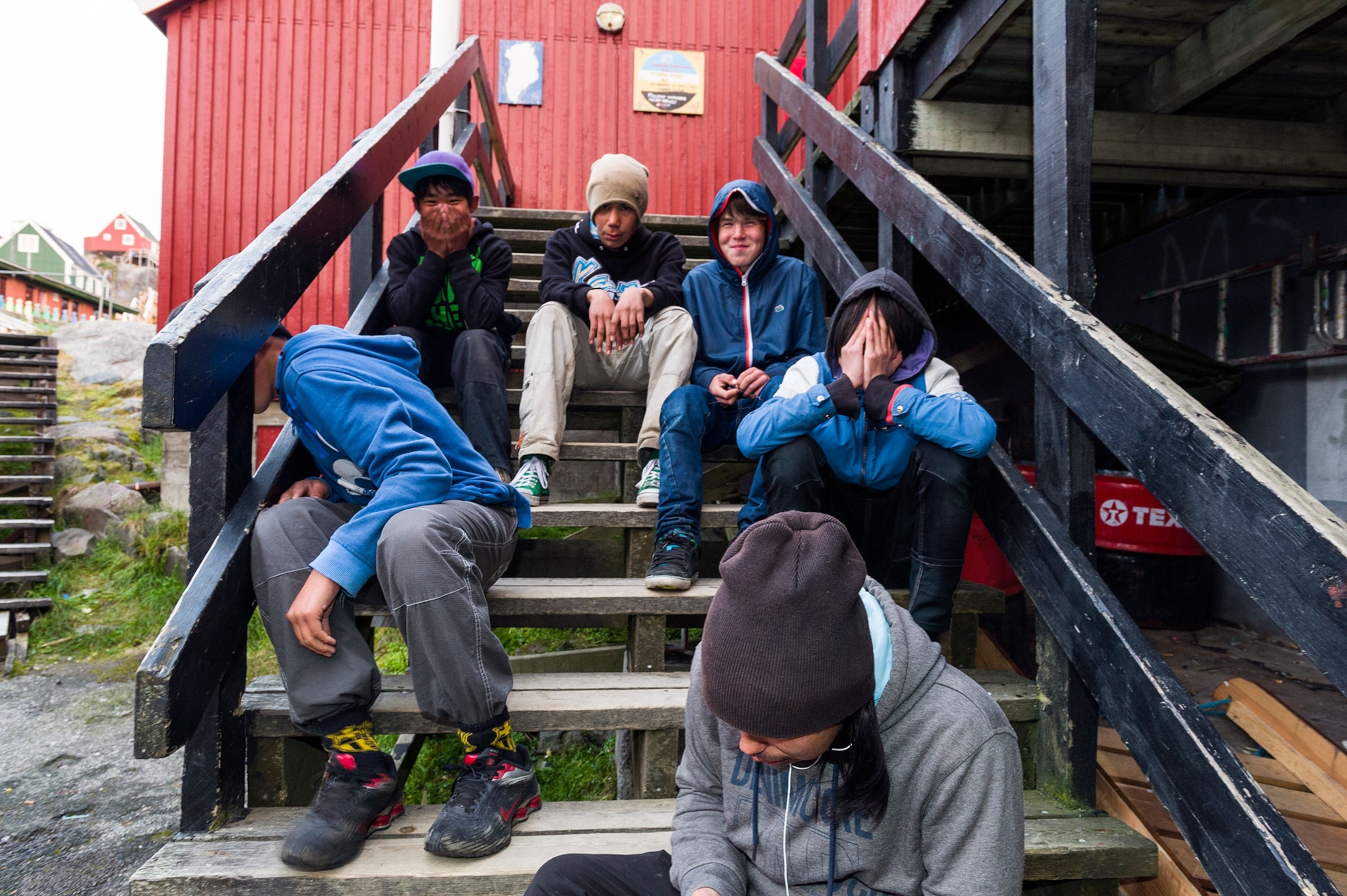 boys on steps at elementary school