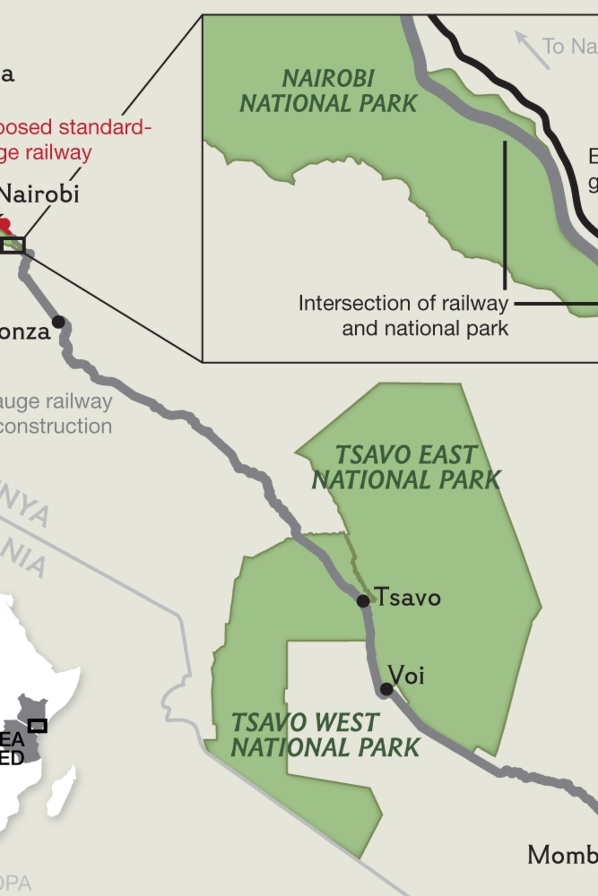 Mombasa Road Map From Nairobi Controversial Railway Splits Kenya's Parks, Threatens Wildlife