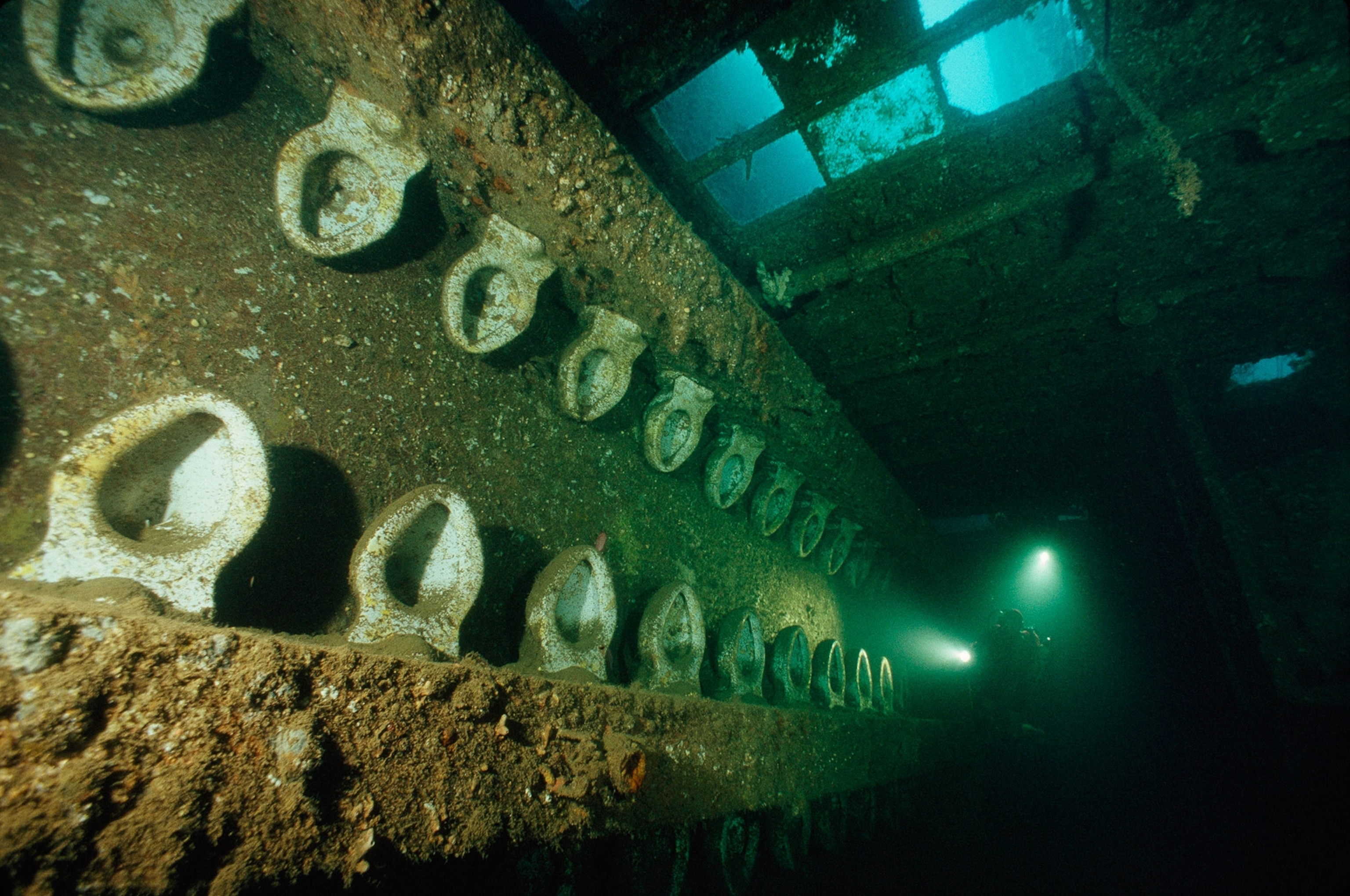 toilets in an abandonoed shipwreck