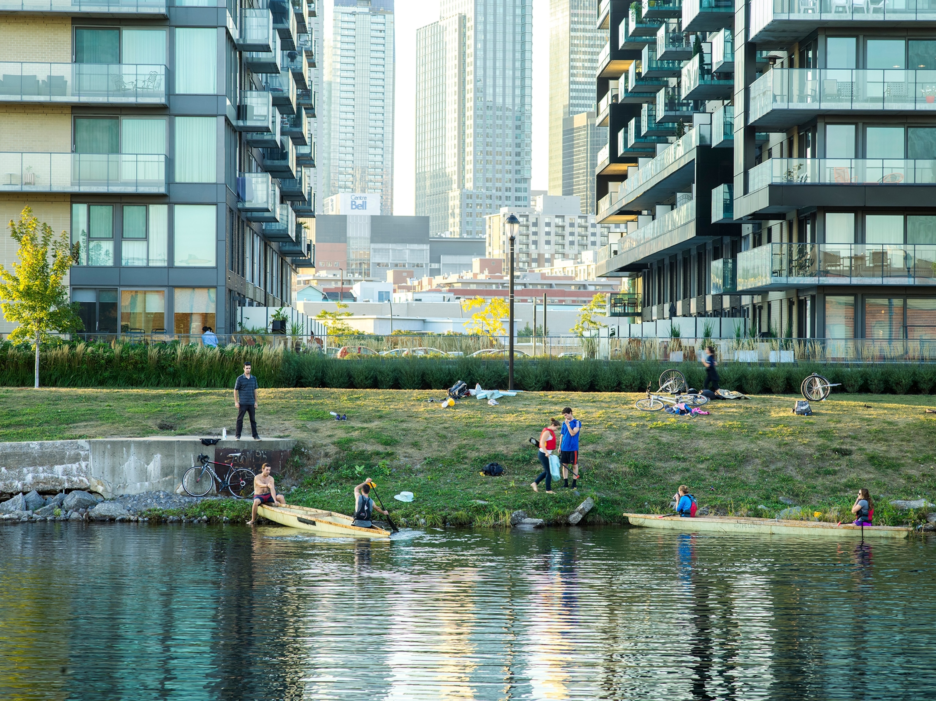 kayakers at Lachine Canal in Montreal, Canada