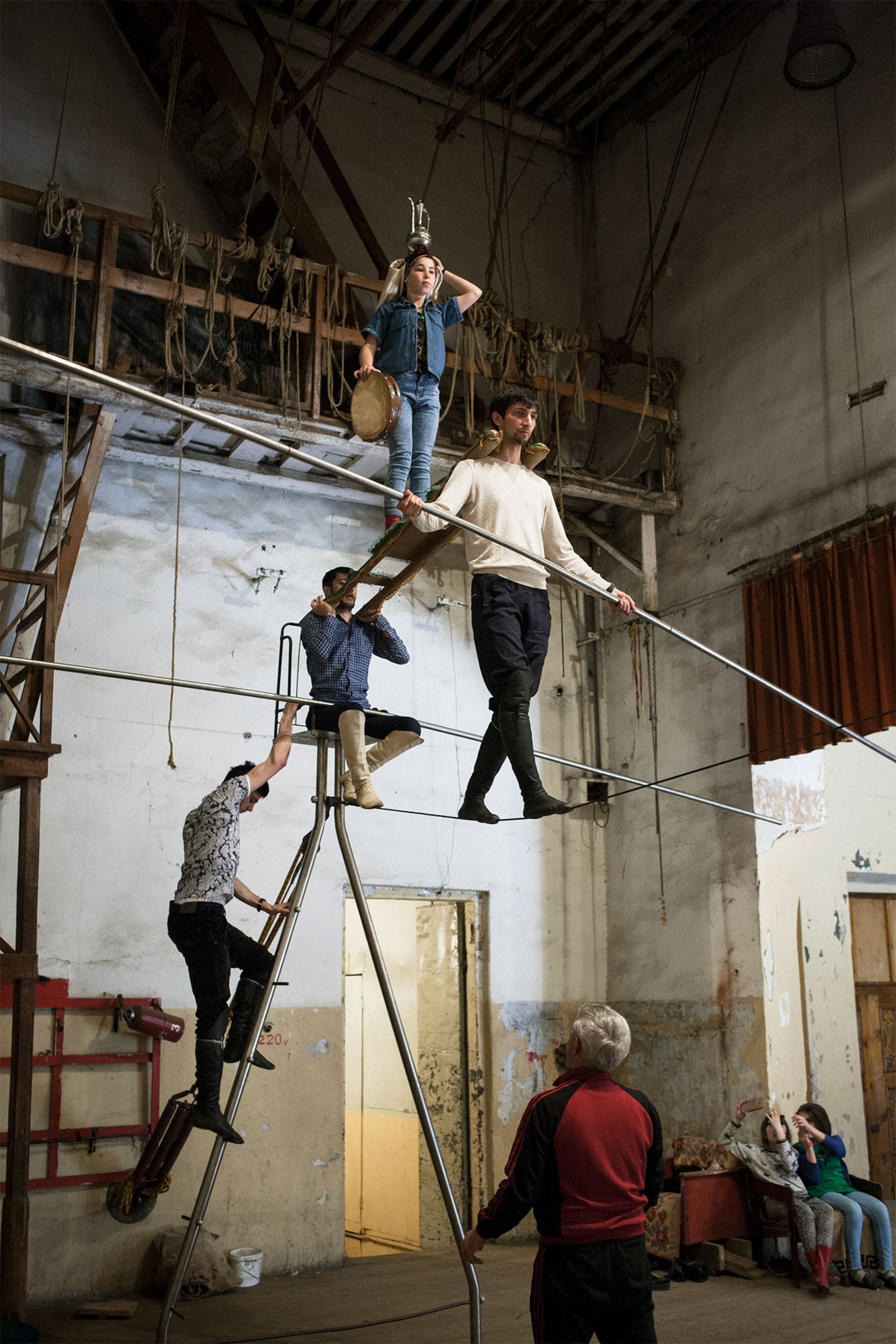 tightrope walkers in Dagestan, Russia