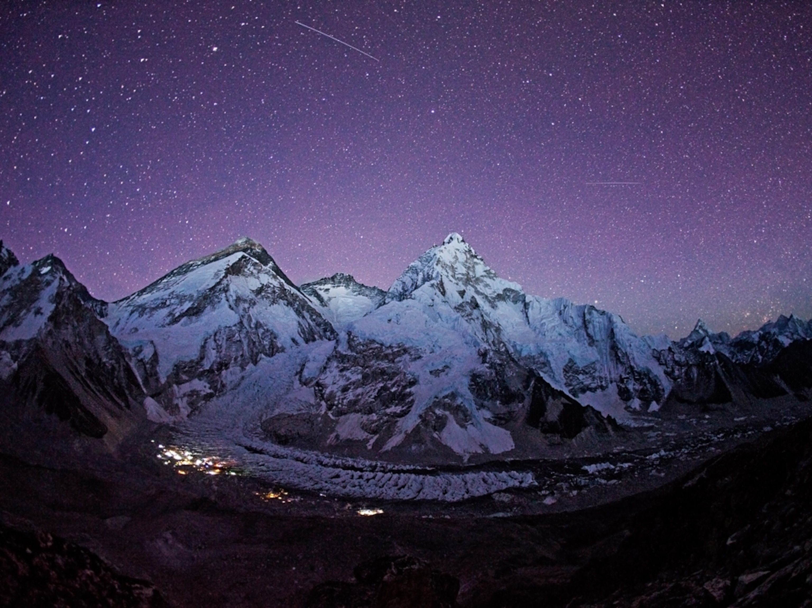 Mount Everest under the night sky