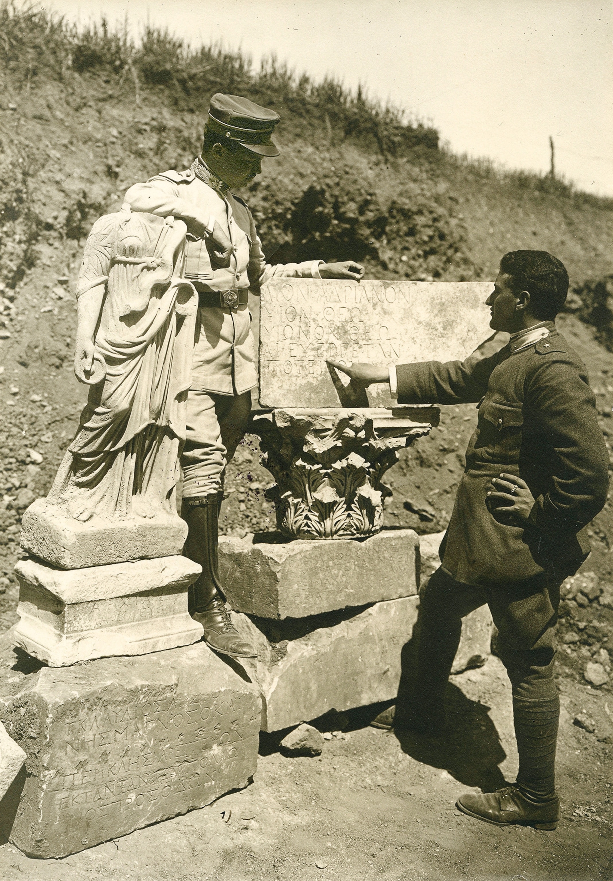 Italian soldiers in the ruins of Cyrene.