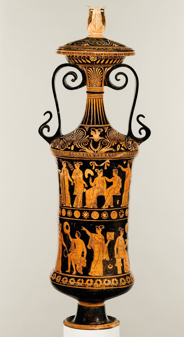 A loutrophoros, a vase used in marriage rituals, is from circa 340-330 B.C.