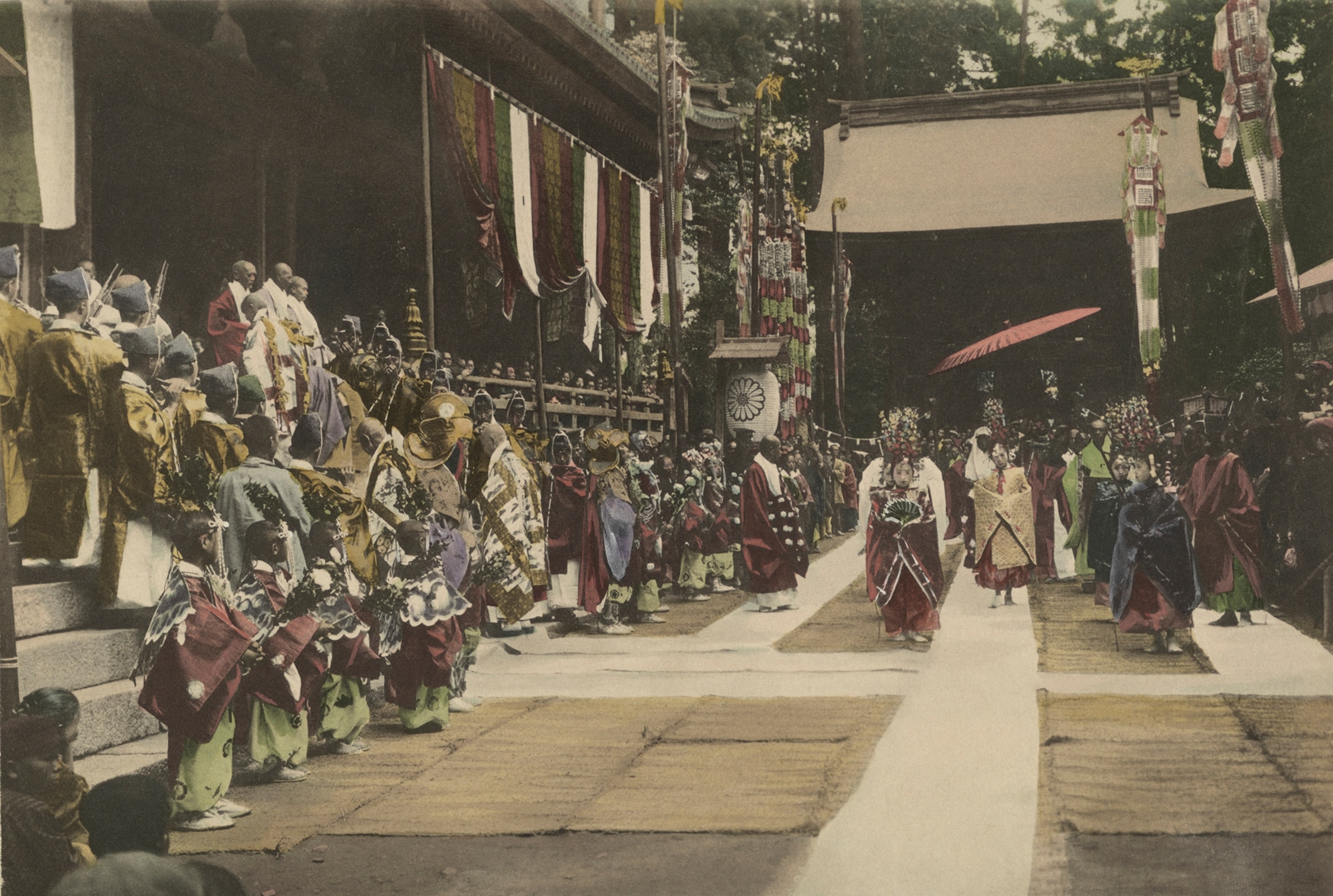 Regal pomp and kaleidoscopic color marked the greatest Buddhist Mass ever held in Japan. The renowned Hongwan-ji Temple in Kyoto was the scene of this religious ceremony of indescribable solemnity and beauty when more than one hundred thousand followers of Shinran-Shonin, thirteenth century founder of Shinshu Buddhism, assembled from every corner of the Japanese Empire to participate in a tribute to the memory of the priest whose precepts are followed by more than seven million subjects the Mikado.