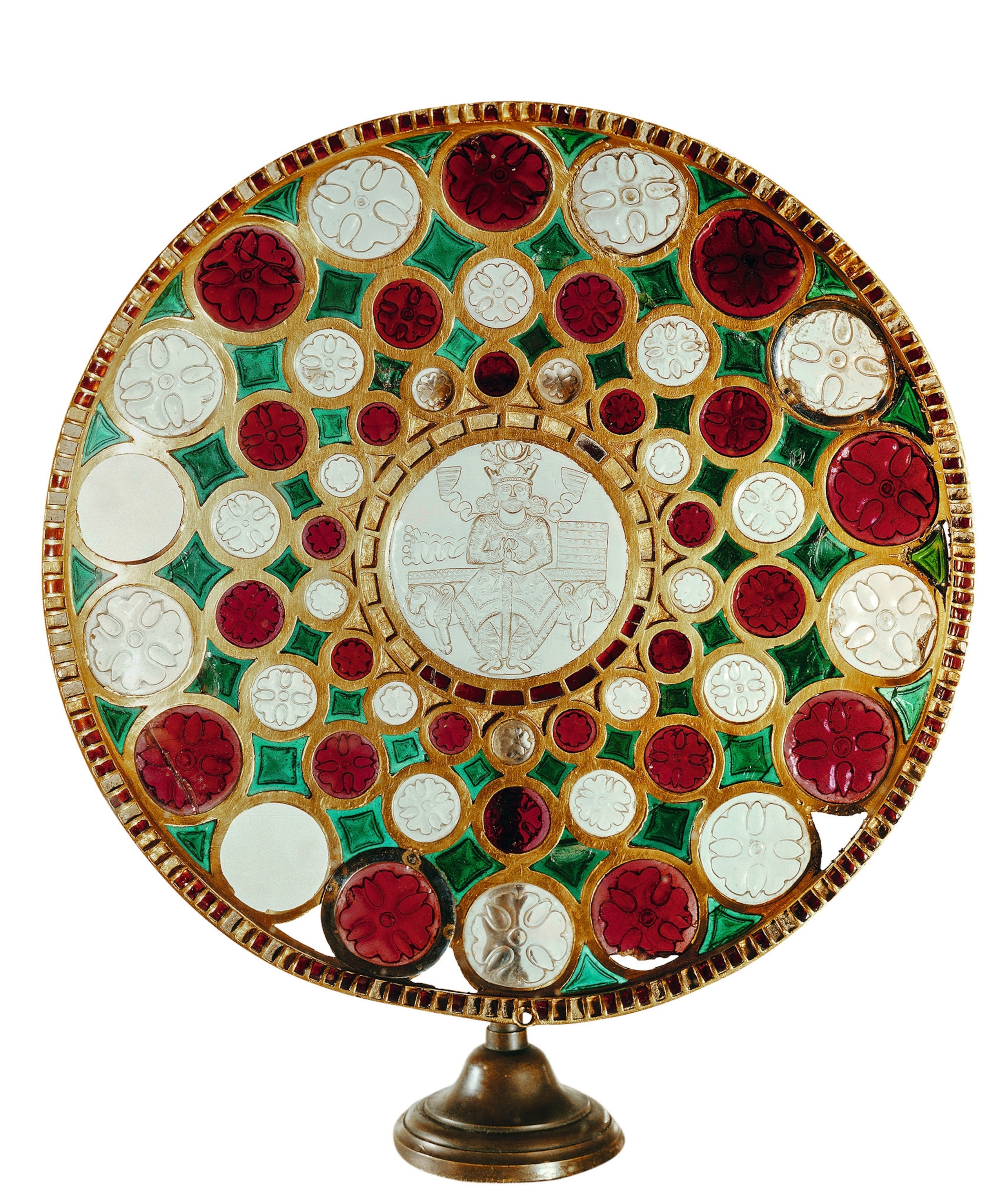 The Khosrow Cup depicts a Sassanian king in the center.
