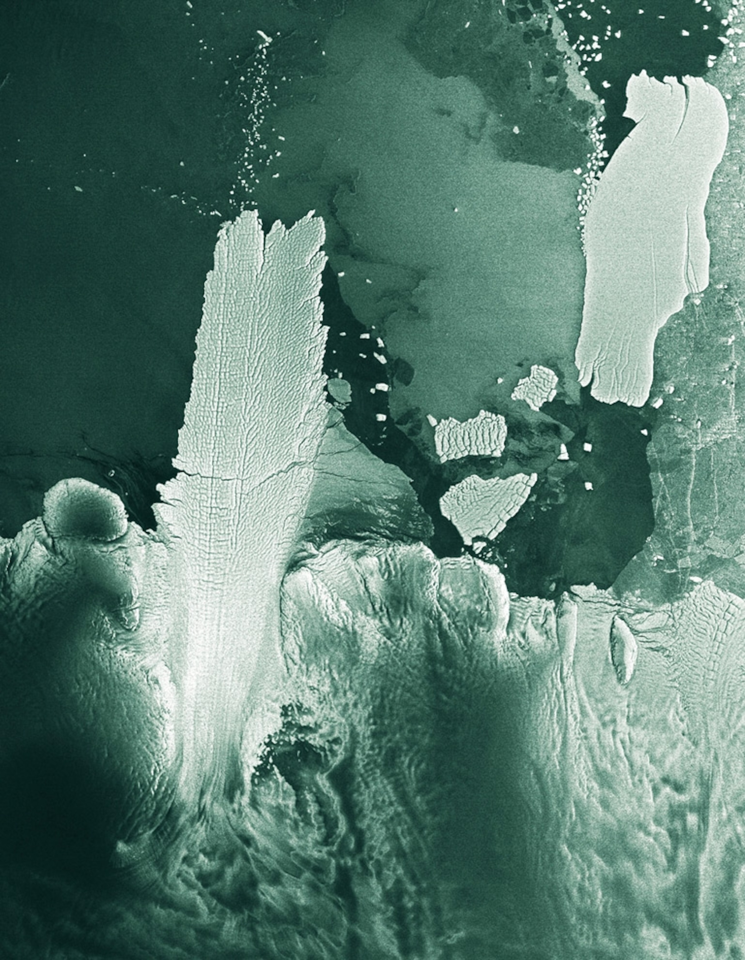 the Mertz Glacier ice tongue before an iceberg broke it.