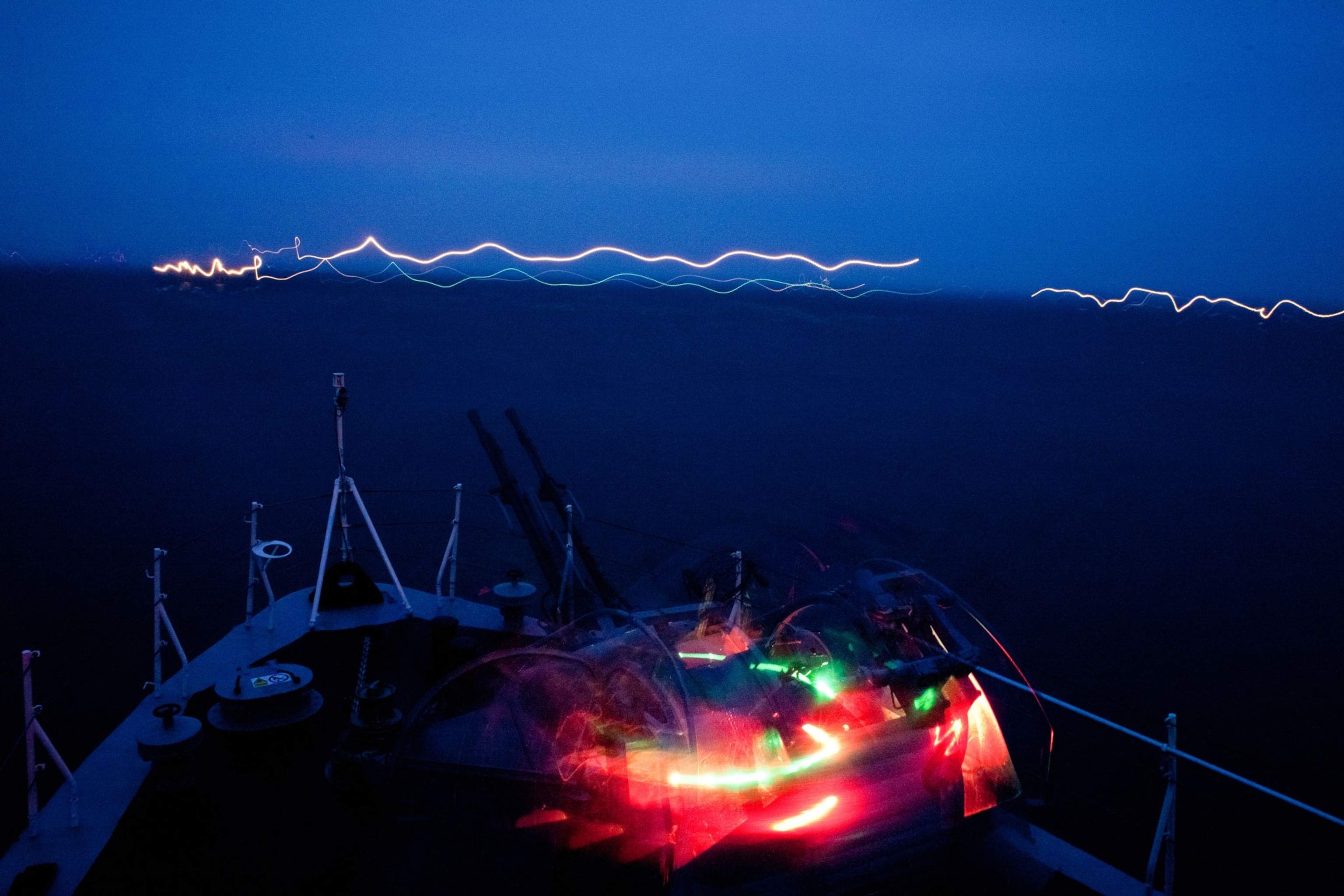 A Polish naval ship during war exercises.
