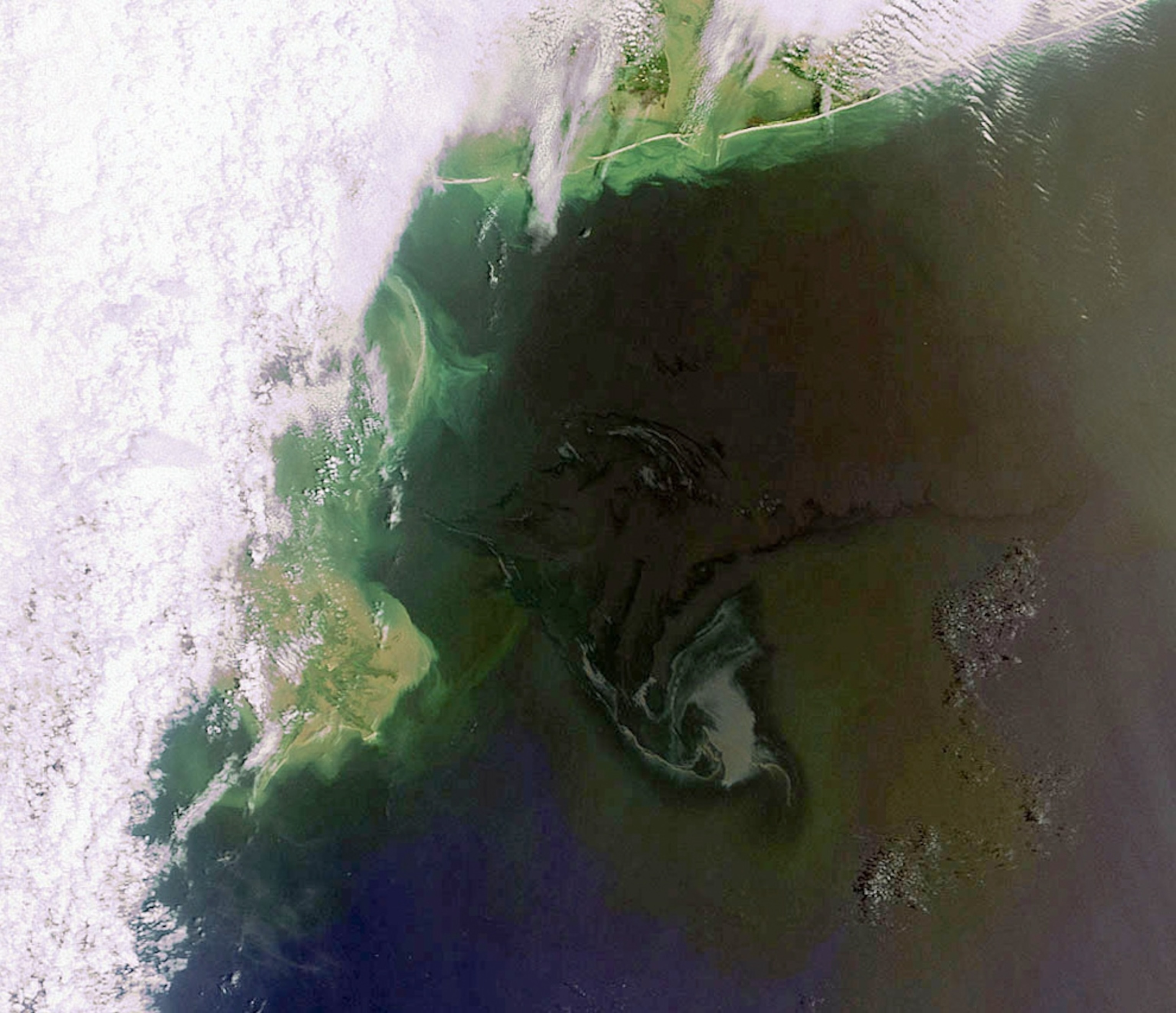 The 2010 Gulf of Mexico oil spill seen in a satellite picture from May 2