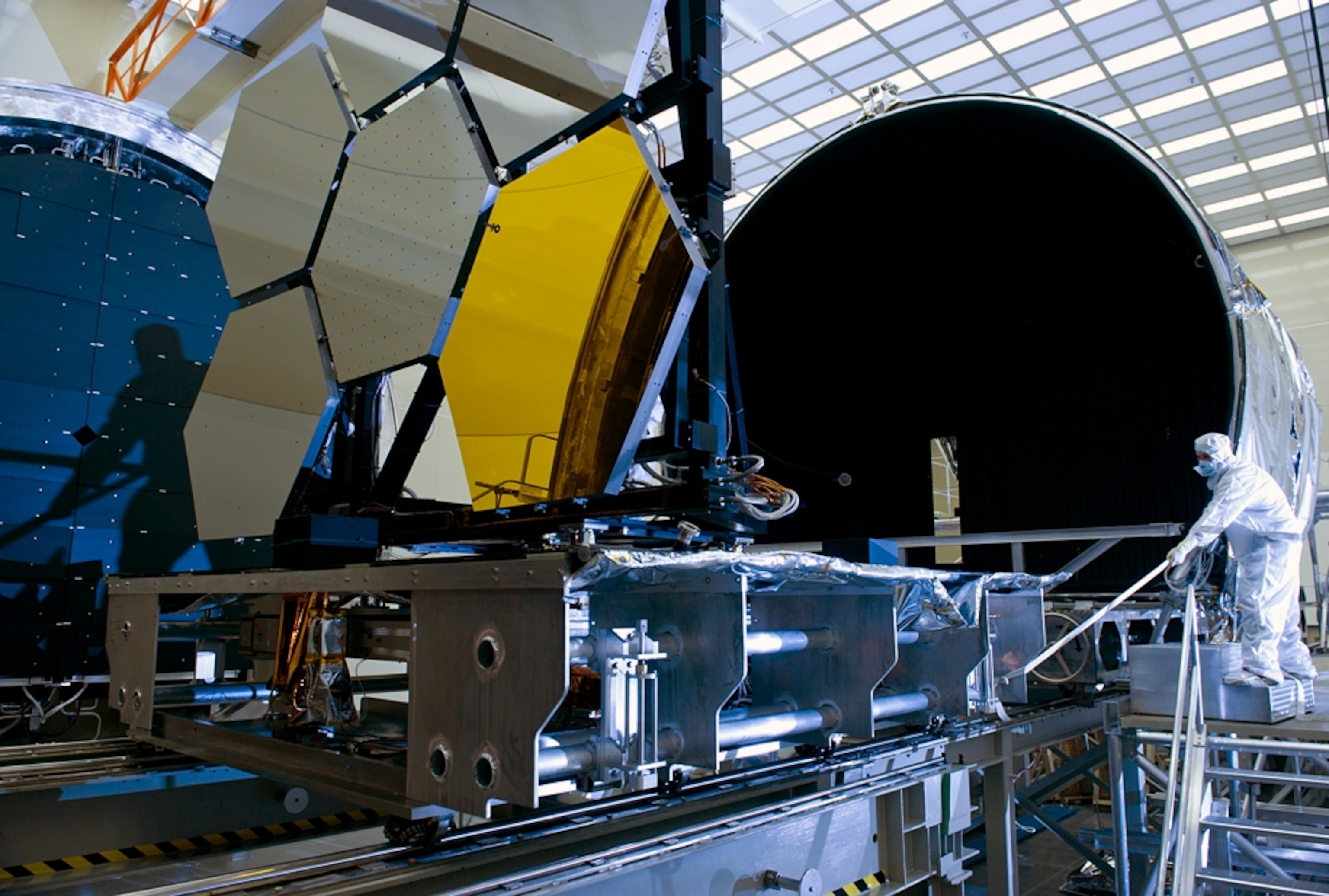 mirror segments for the James Webb Space Telescope being removed from a testing chamber.