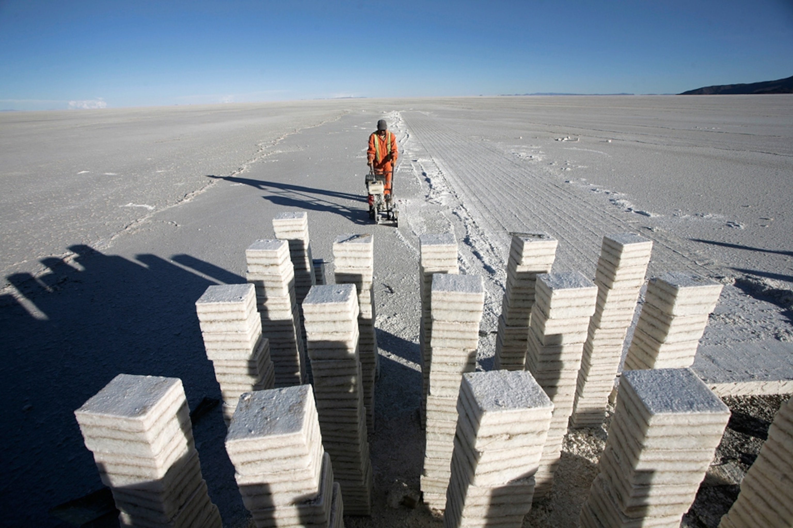 Blocks of salt on Uyuni salt lake