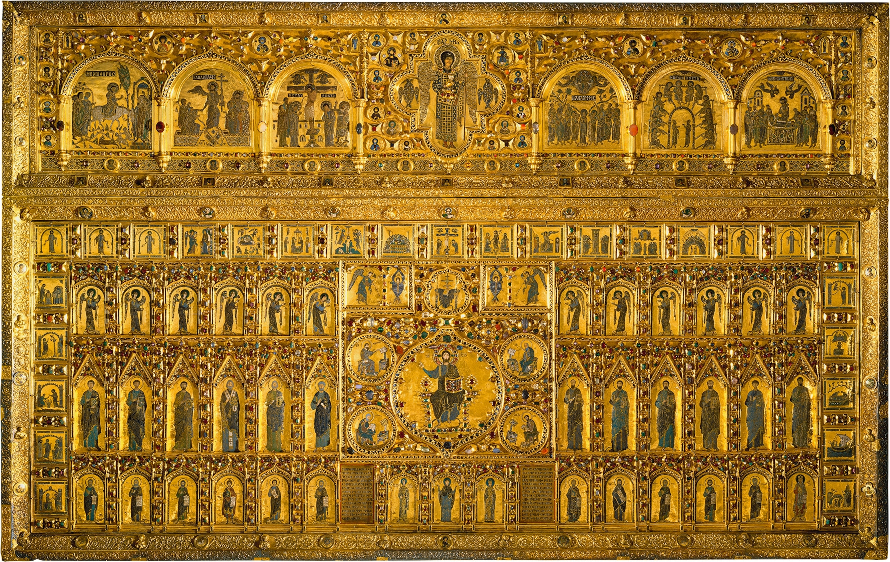 Pala d’Oro, the altar retable in St. Mark’s, is pictured.