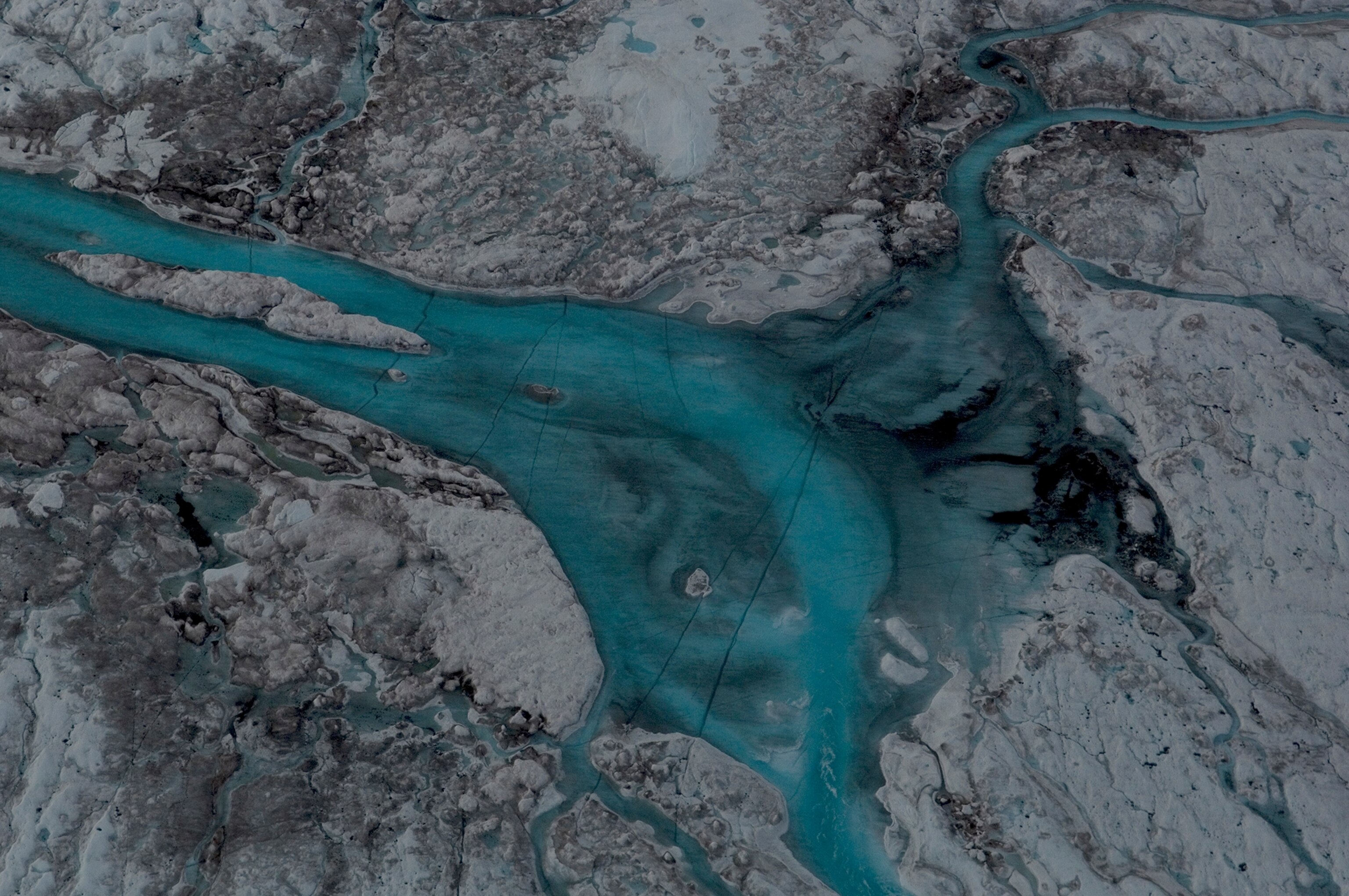 river in greenland from the air