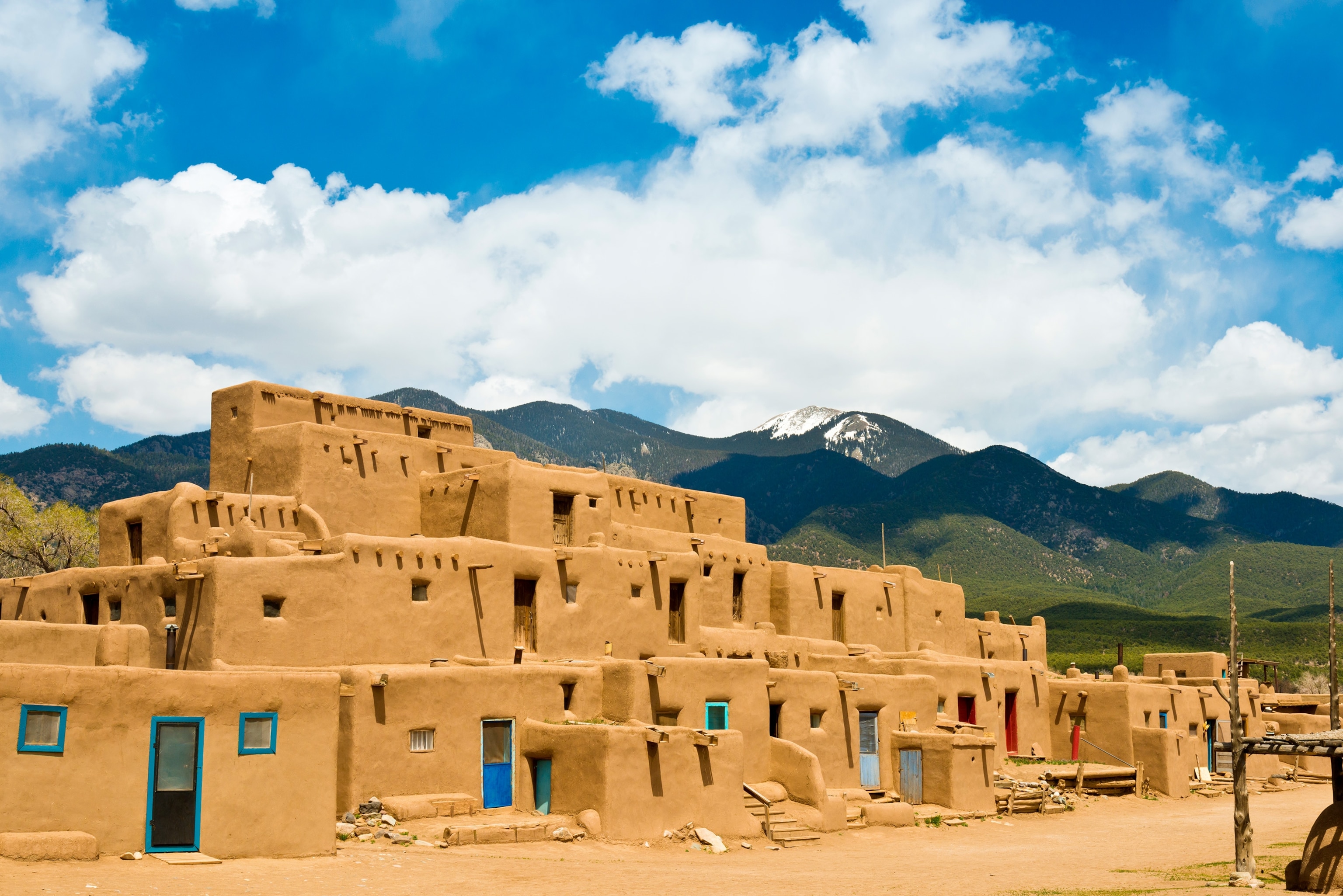 adobe architecture in Taos Pueblo, New Mexico