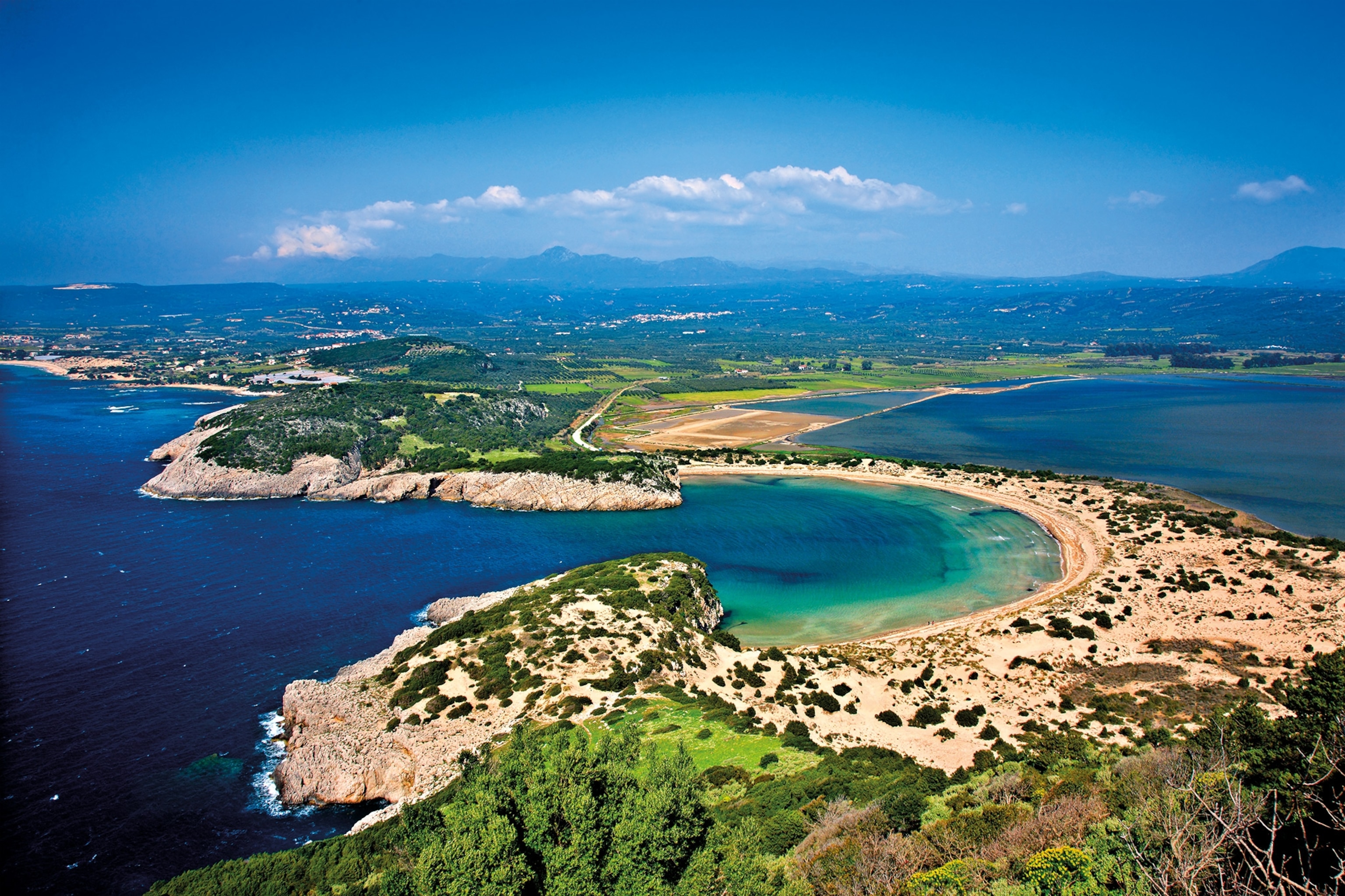 The Palace of Nestor and the Griffin Warrior’s tomb lie several miles to the north of Voidokilia beach near the modern city of Pylos, Greece.