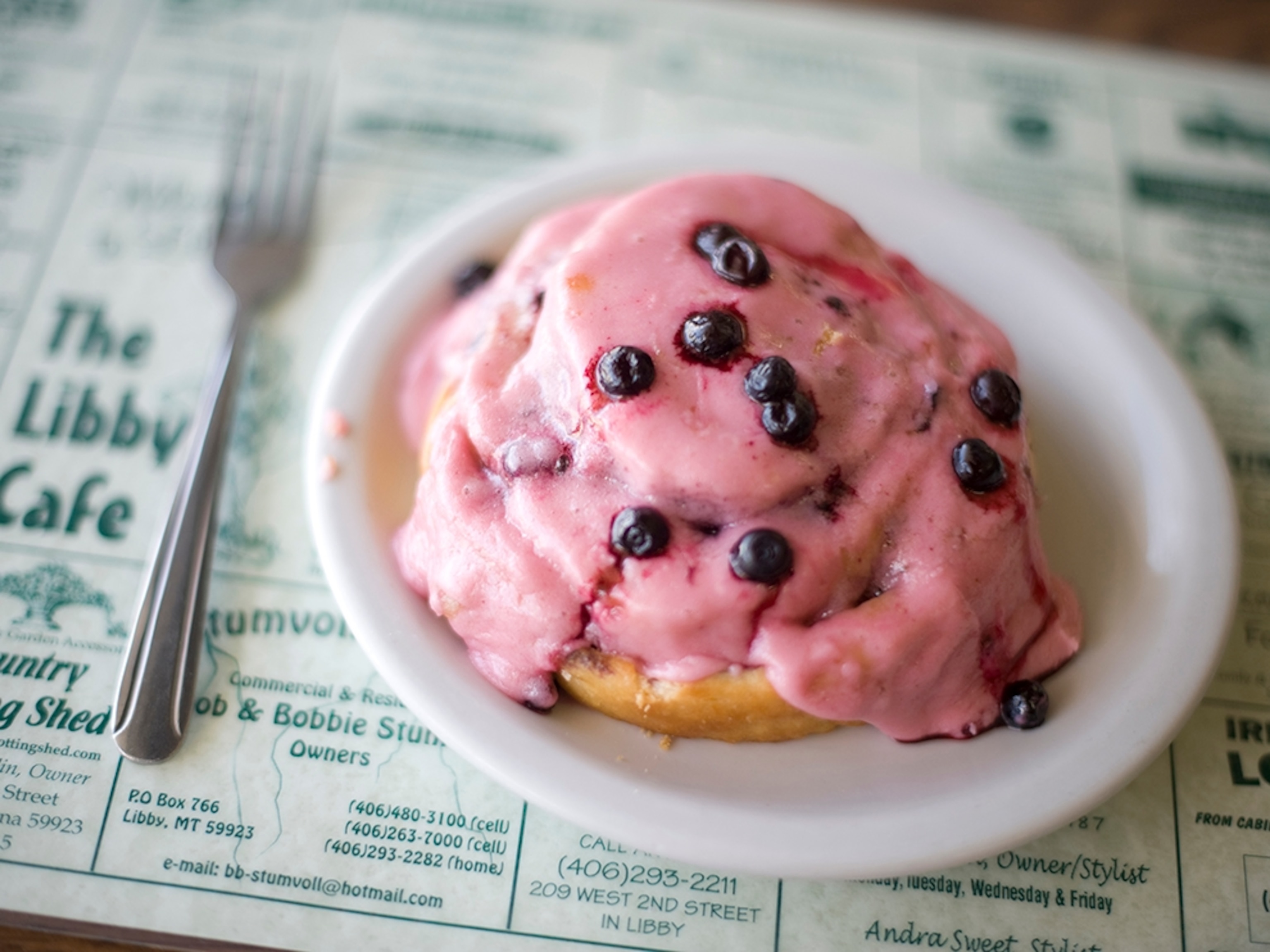a huckleberry pastry at The Libby Cafe in Libby, Montana