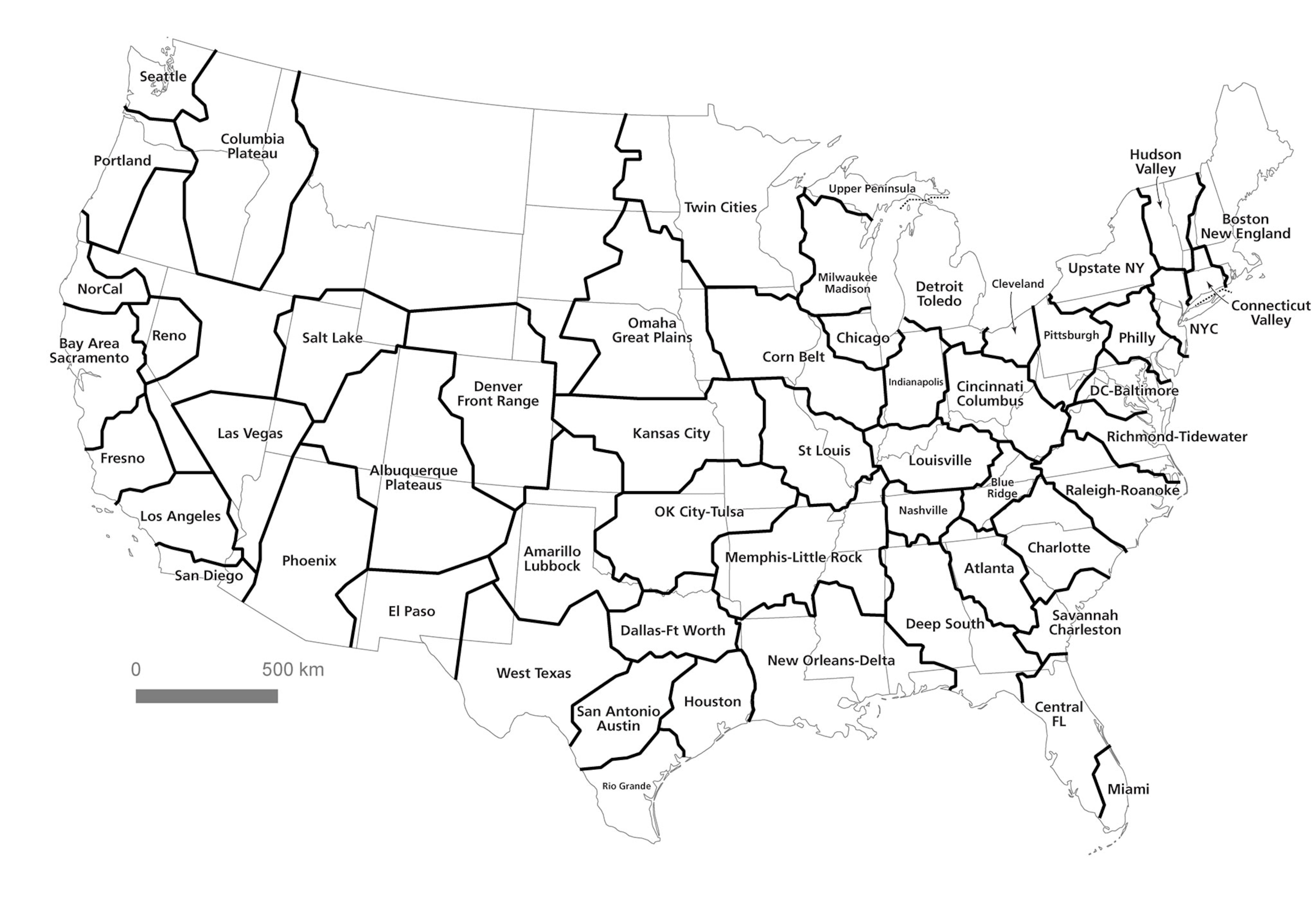 U S Commutes Revealed In New Economic Megaregions Map 05megaregions