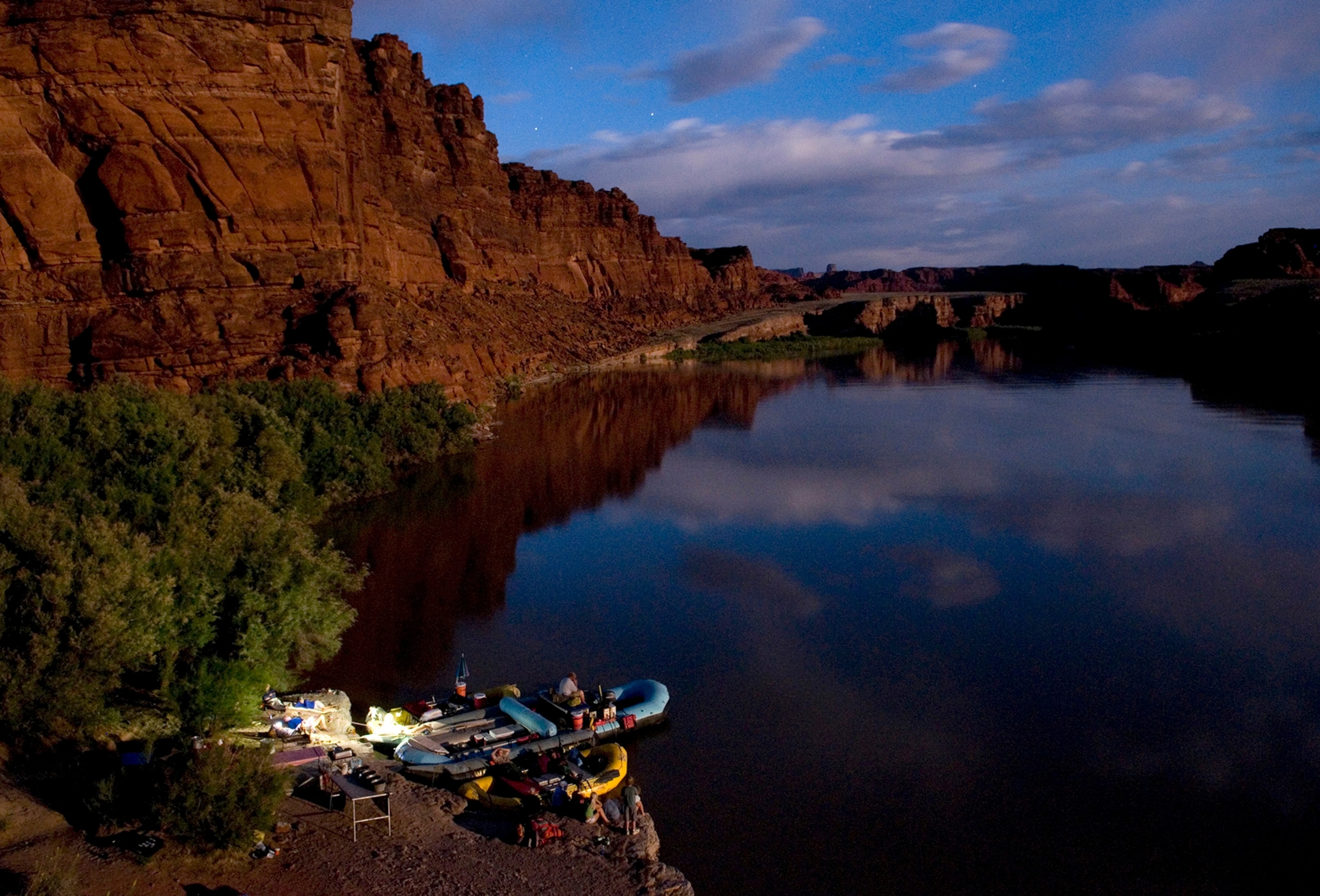 rafters camping on Colorado River, Canyonlands National Park, Utah