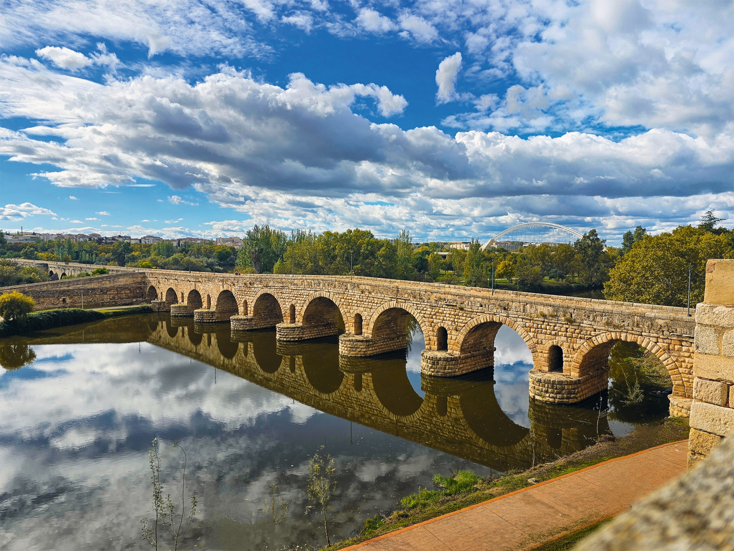 A bridge over the Guadiana River is pictured.