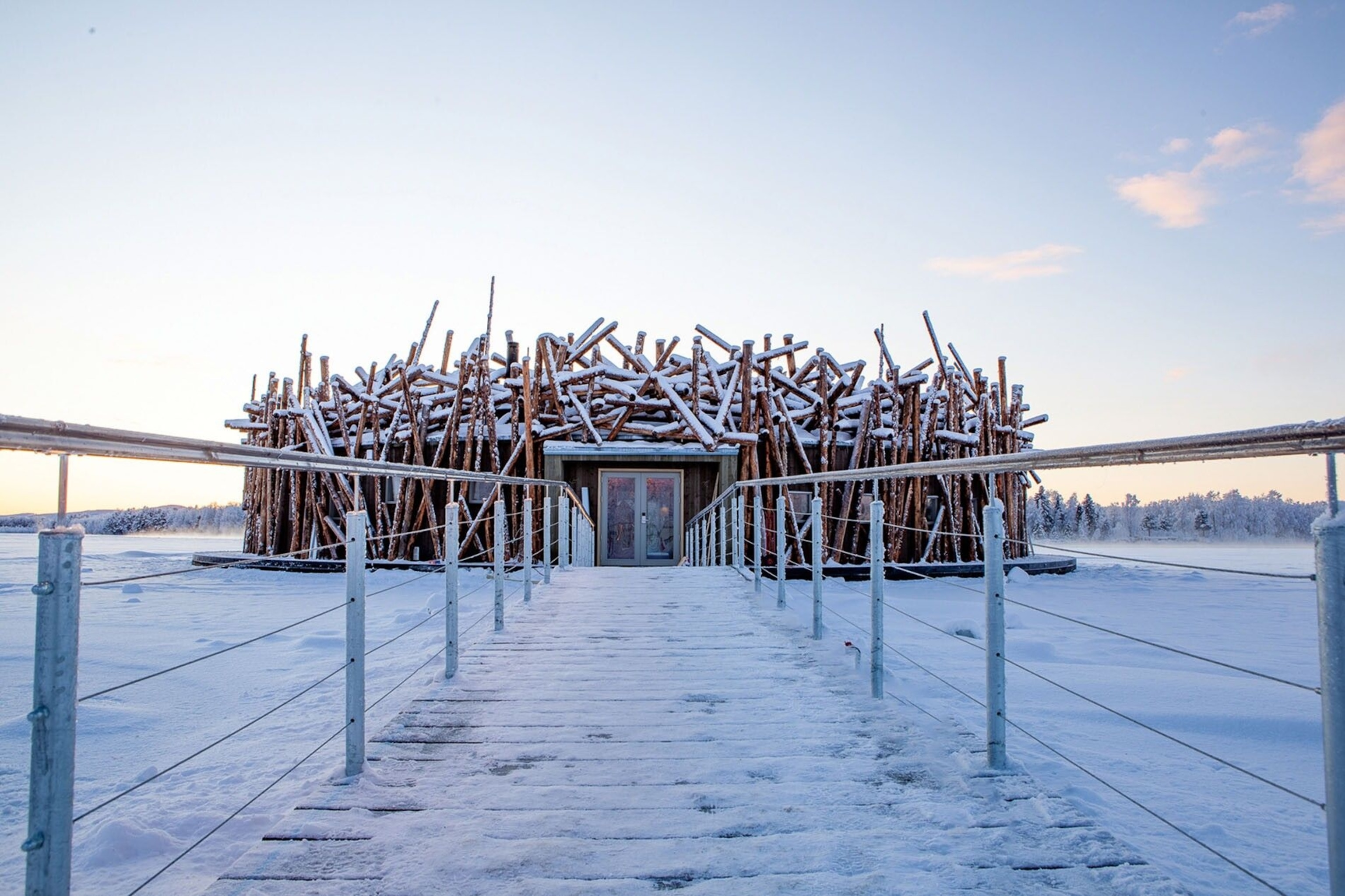 The design of the main building at Arctic Bath was inspired by north Sweden’s former timber industry.
