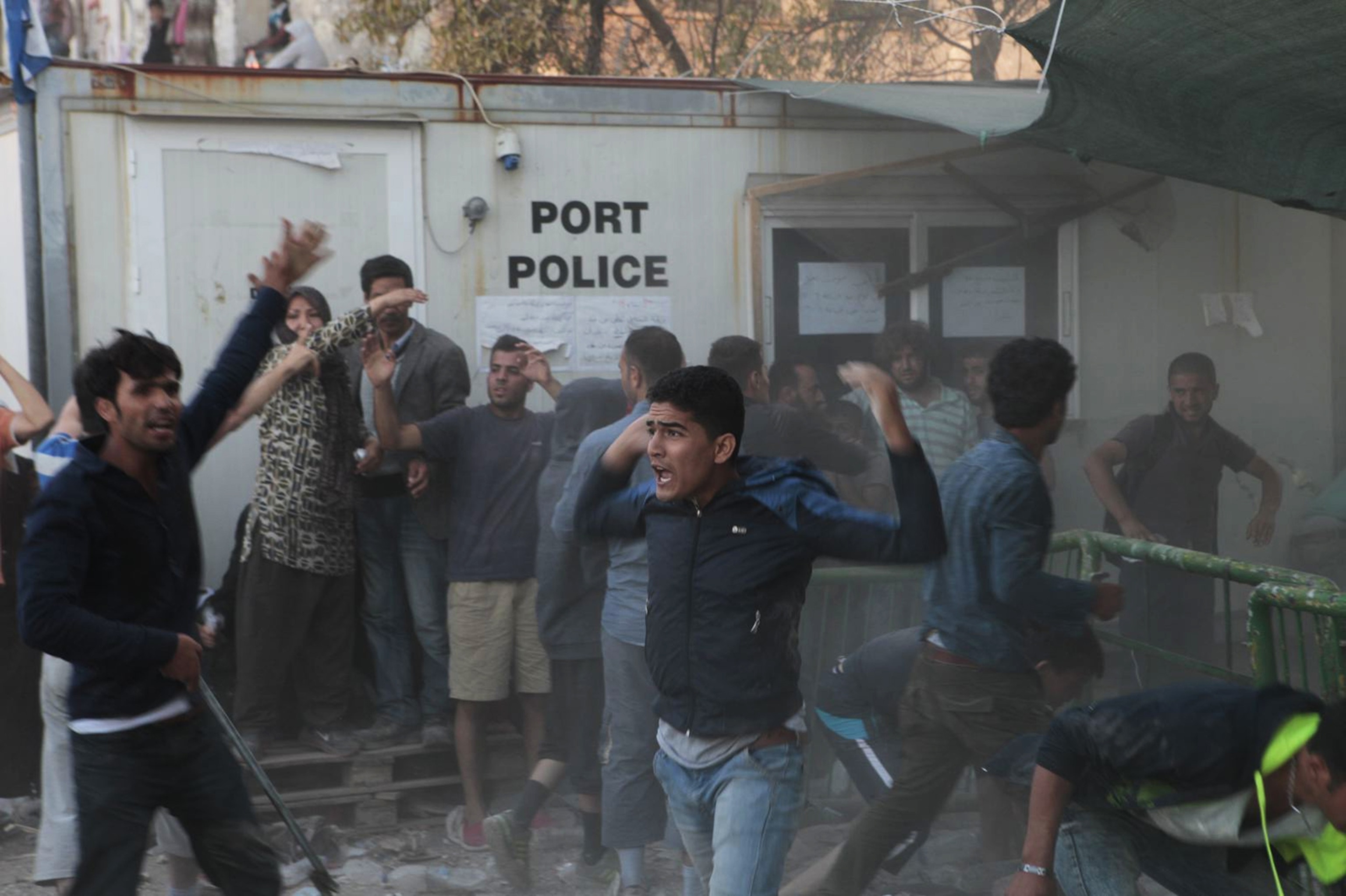 During the fight between Afghan and Syrian refugees in the morning of Sep. 4, 2015