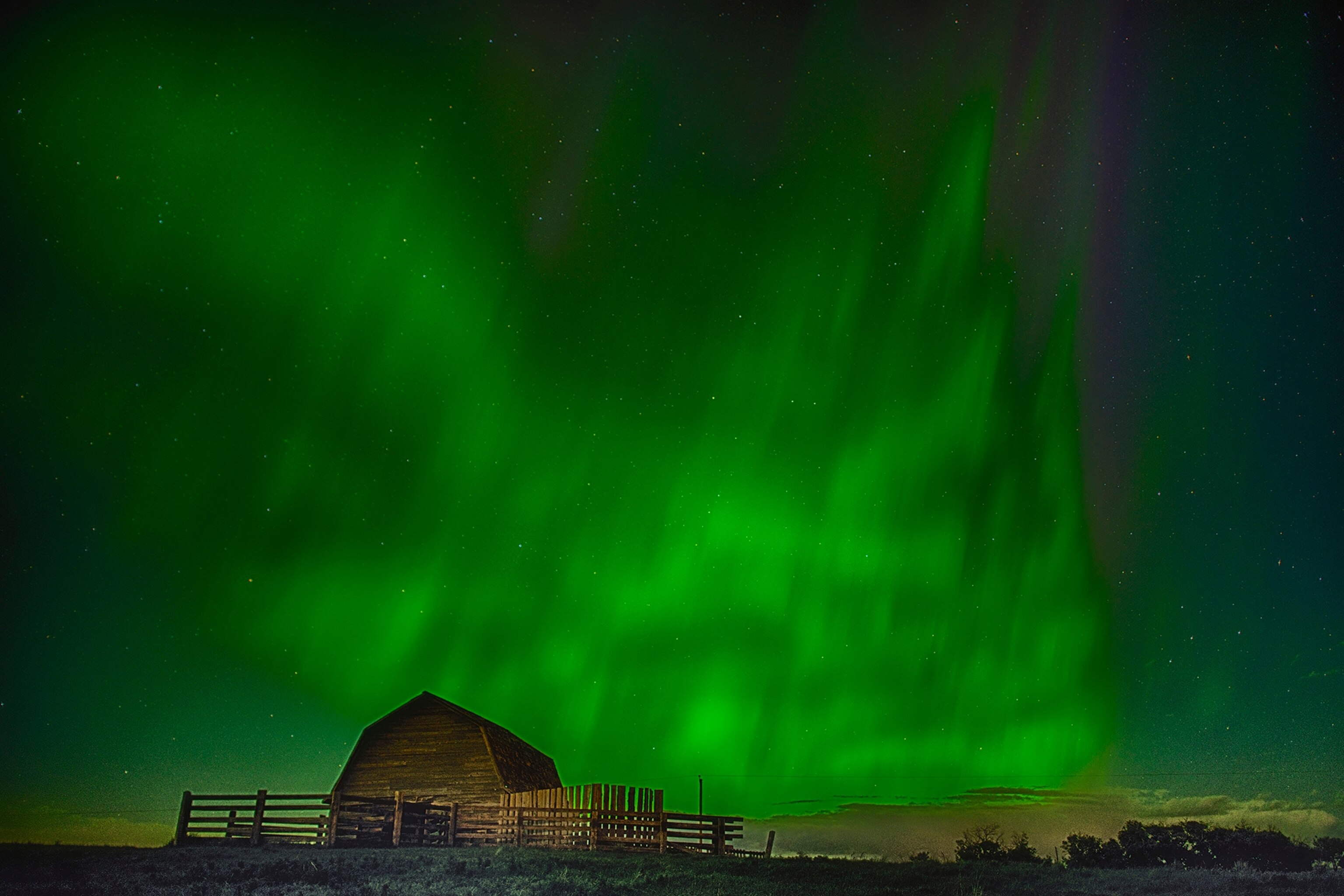 A fantastic night shooting the photographer John Andersen. Standing in the open field, it started to rain, and soon after the rain storm past, the skies opened up and this aurora event was one the best I have ever witnessed. An award for staying up past my bedtime.