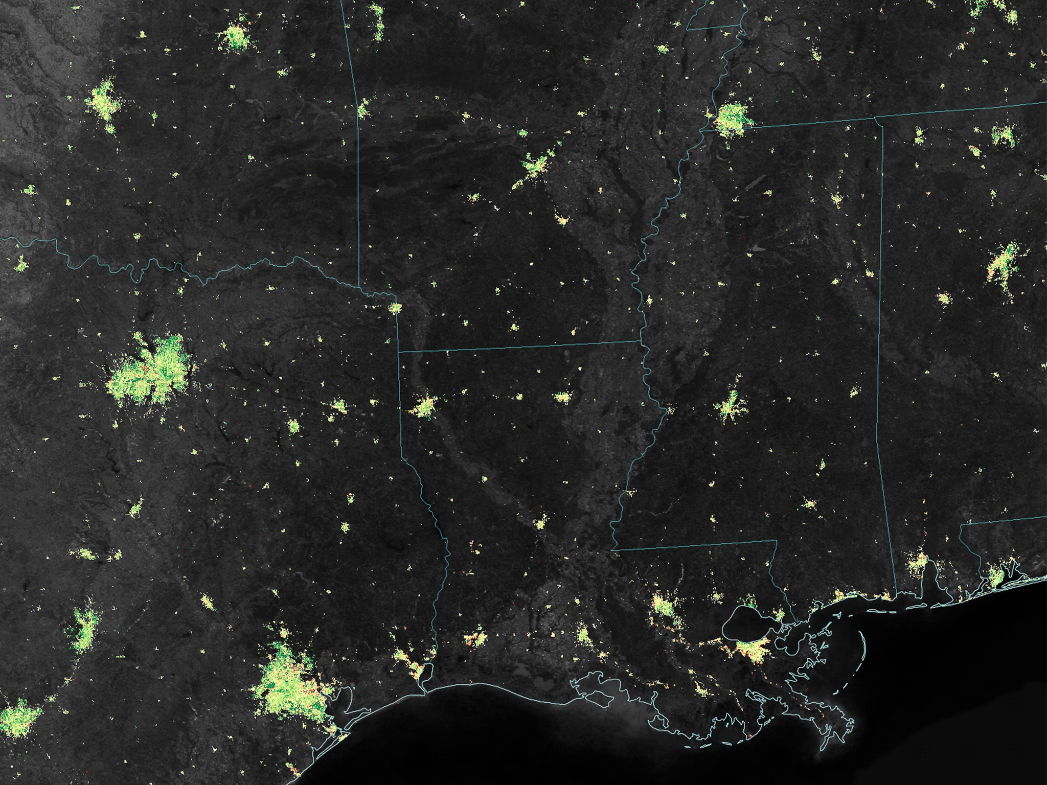 Christmas lights in Texas and Louisiana
