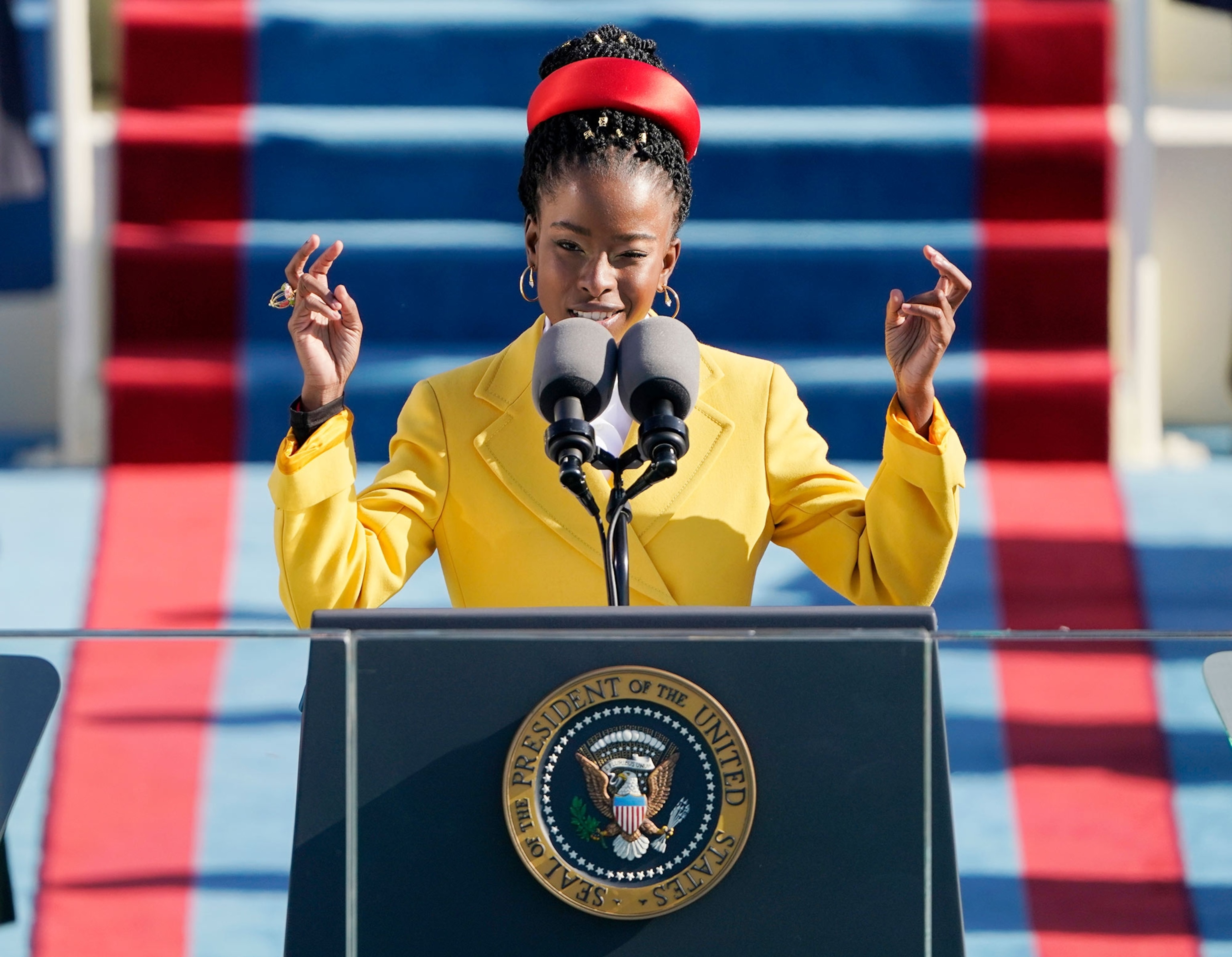 Inspired by the past year's events, 2017 National Youth Poet Laureate Amanda Gorman reads "The Hill We Climb" at the inauguration ceremony of President Joe Biden on January 20, 2021.