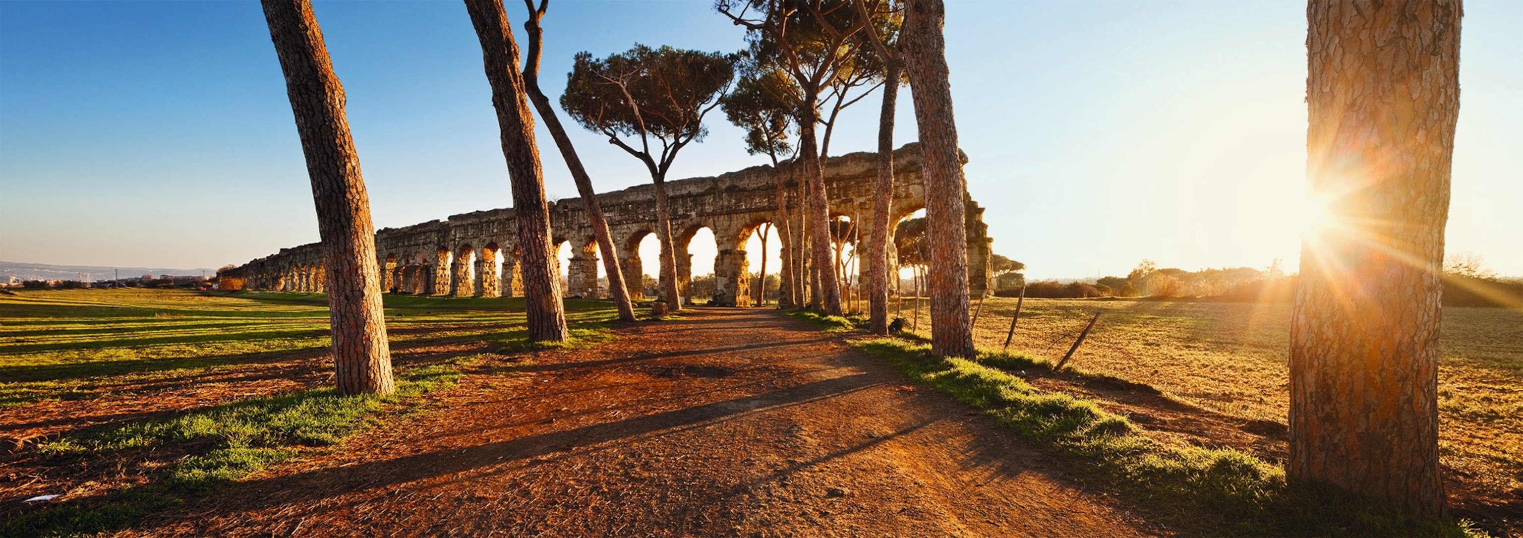 A section of the Aqua Claudia aqueduct is pictured.