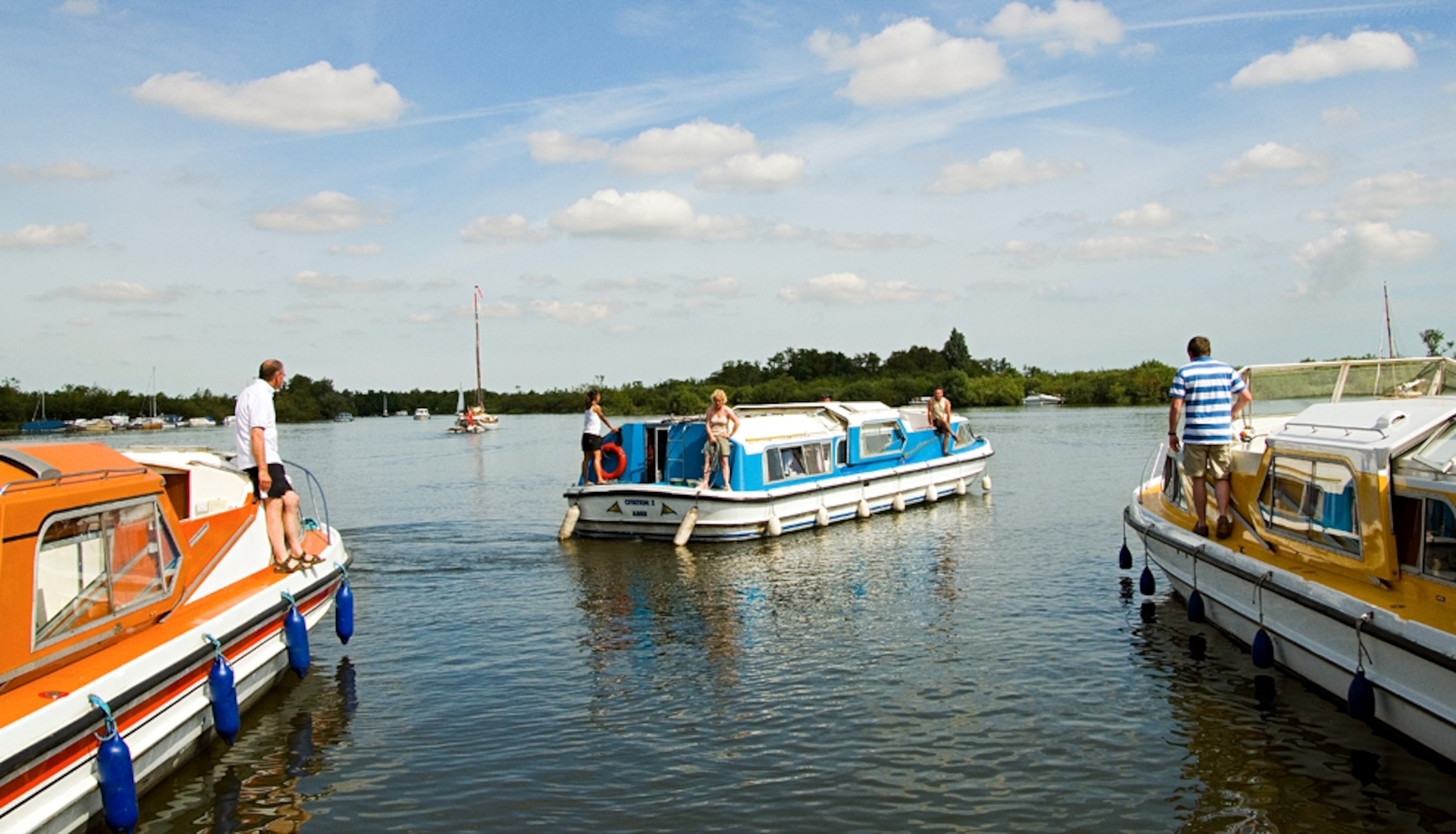 Pleasure boats on wetland