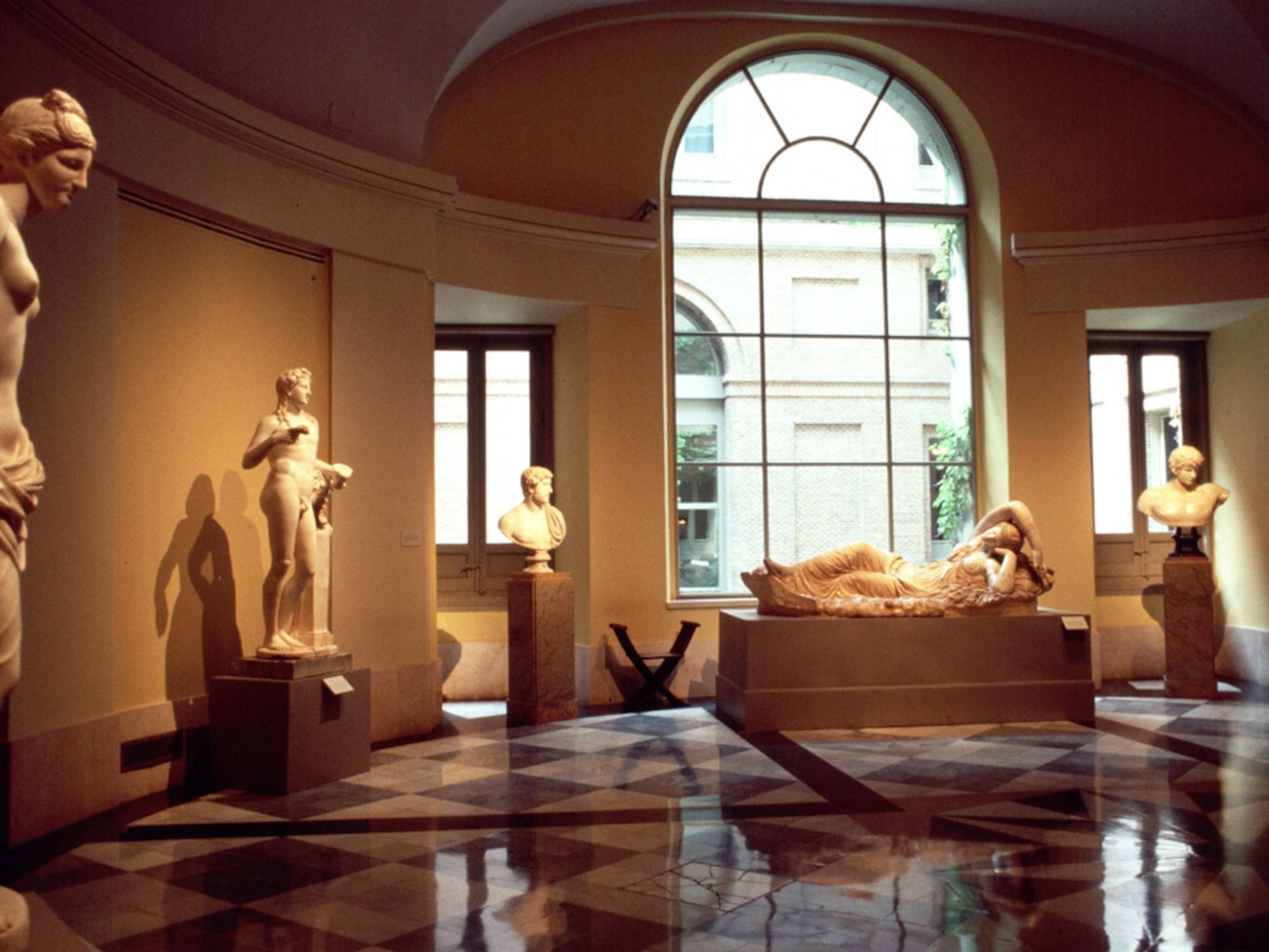 Marble sculptures in a museum