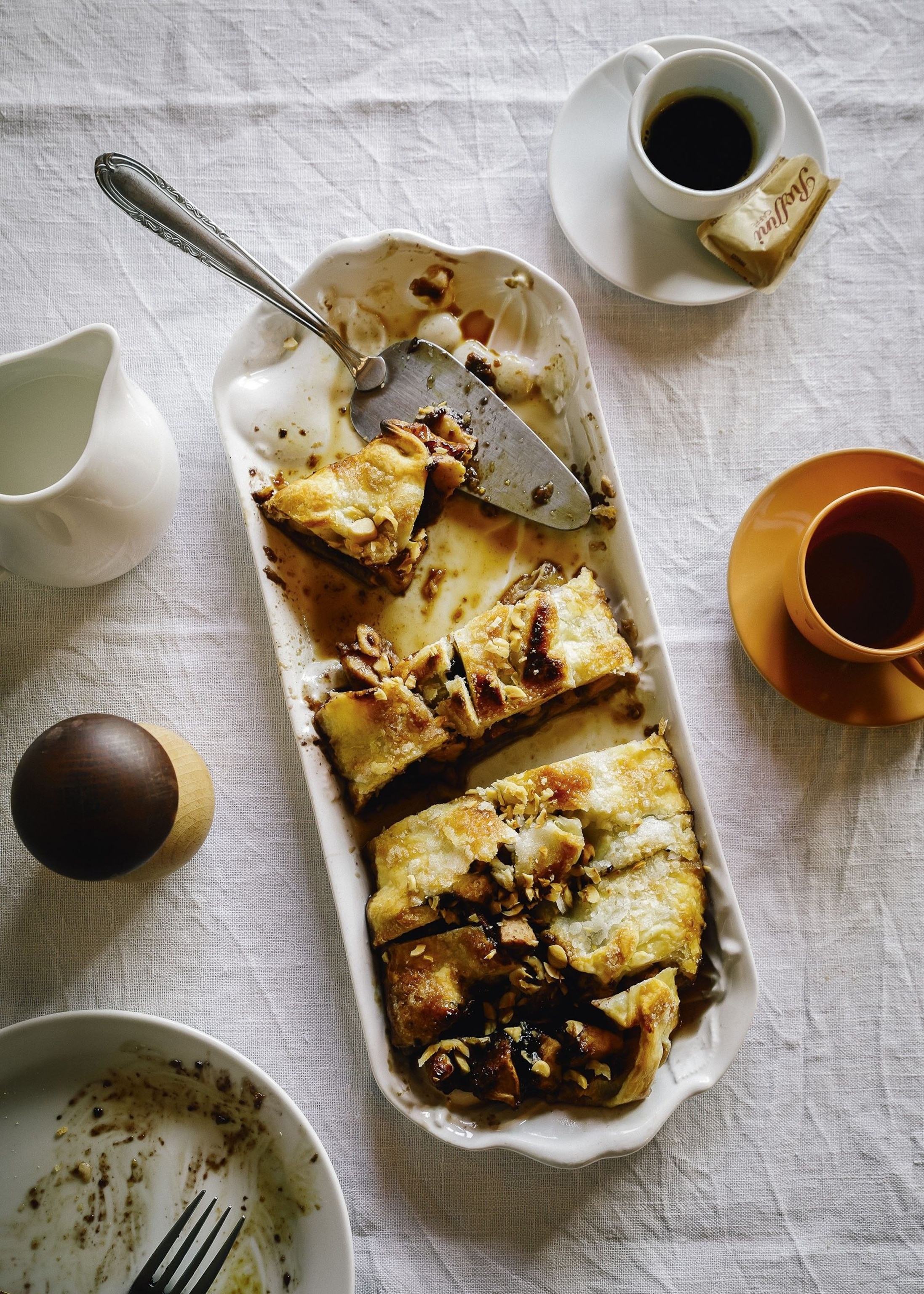 The harvested nuts are dried on a concrete slab in the garage before being processed, ready to be incorporated into homemade dishes such as apple and hazelnut crostata (a traditional Italian pie) by Rosa, Andrea’s mother (pictured).