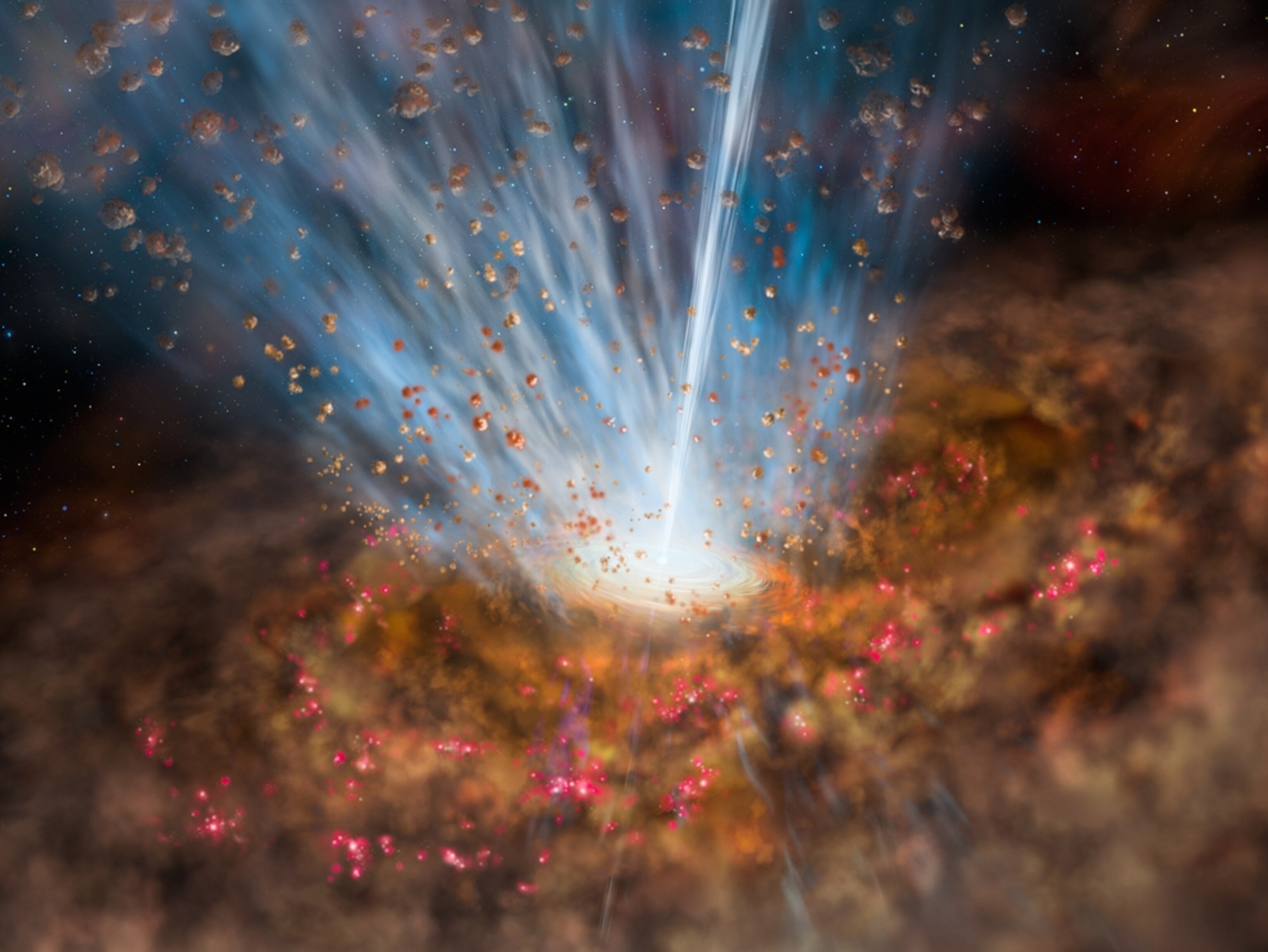 a black hole pushing material out of reach