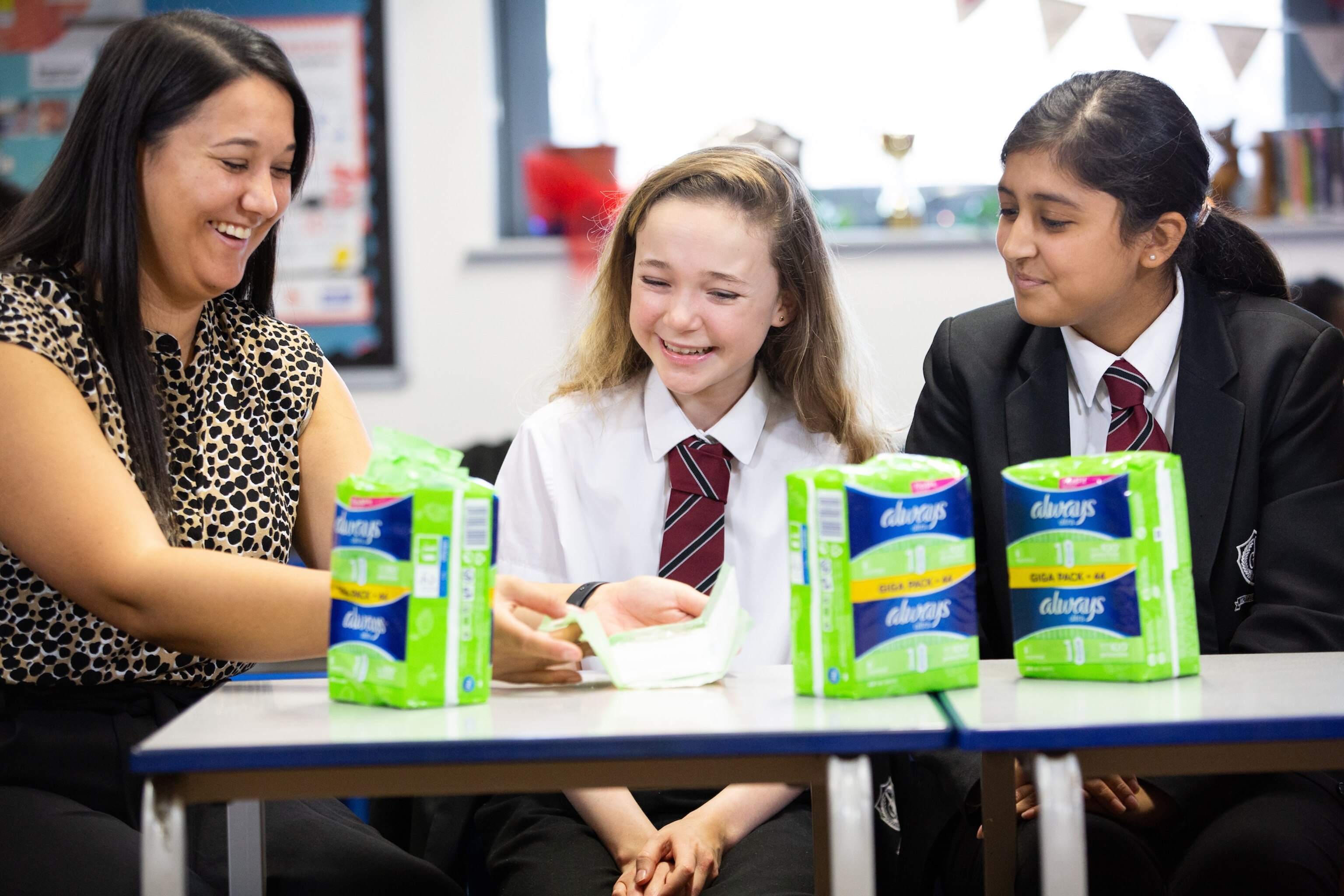 girls with Always products