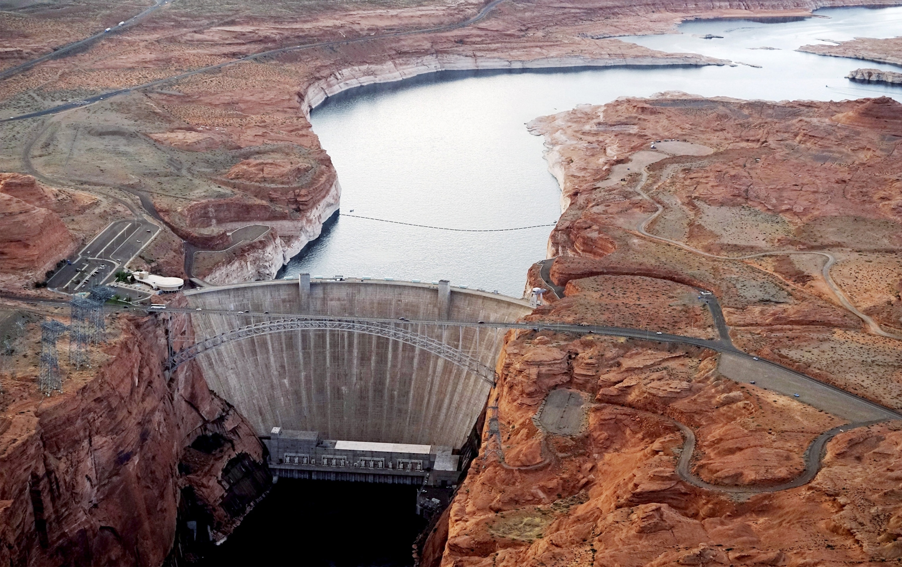 Glen Canyon dam holds back the Colorado River creating Lake Powell